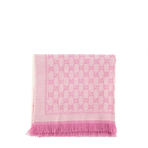 GUCCI - Écharpe GG Gucci en laine motif jacquard rose et blanc