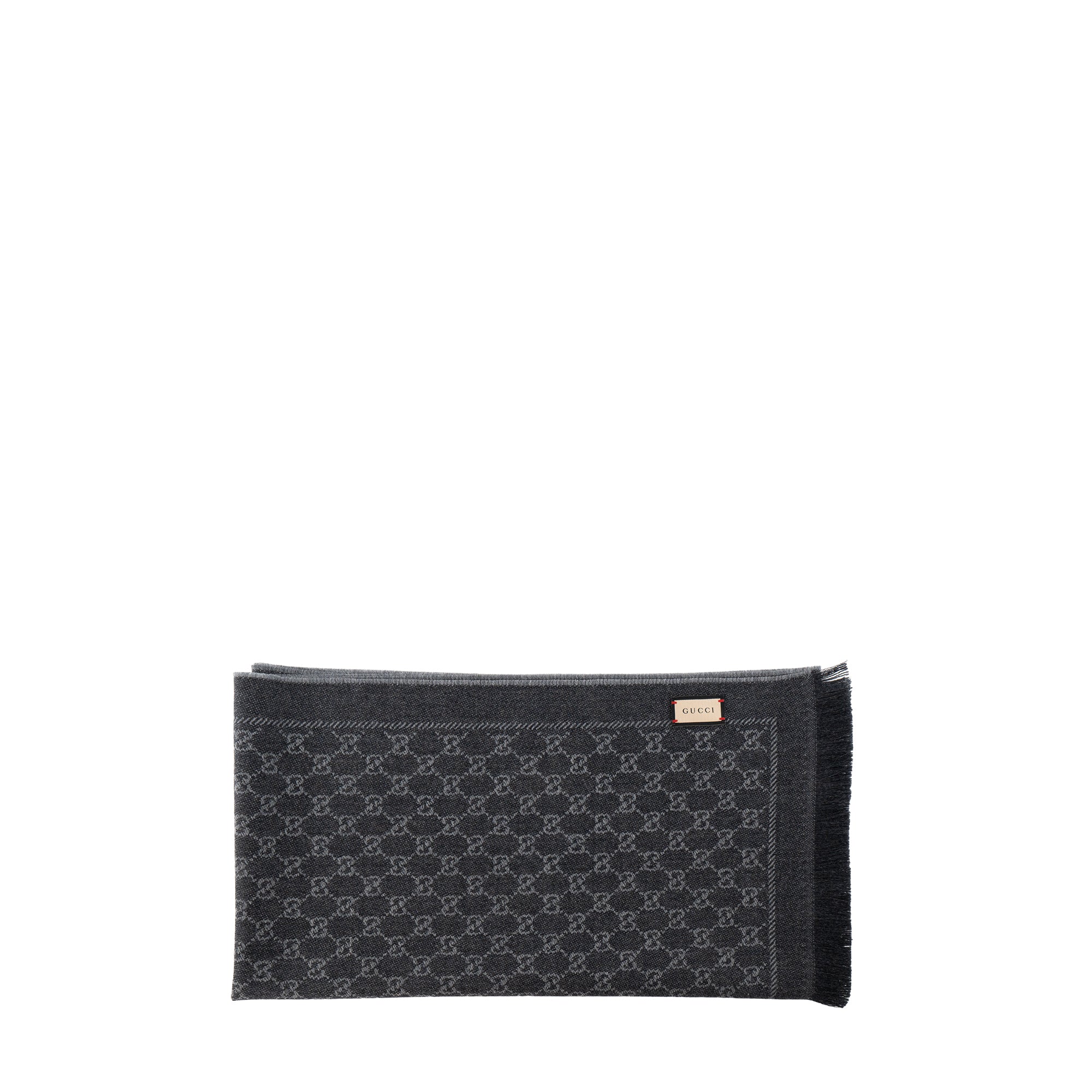 GUCCI - Écharpe Gucci à motif GG en laine grise foncé