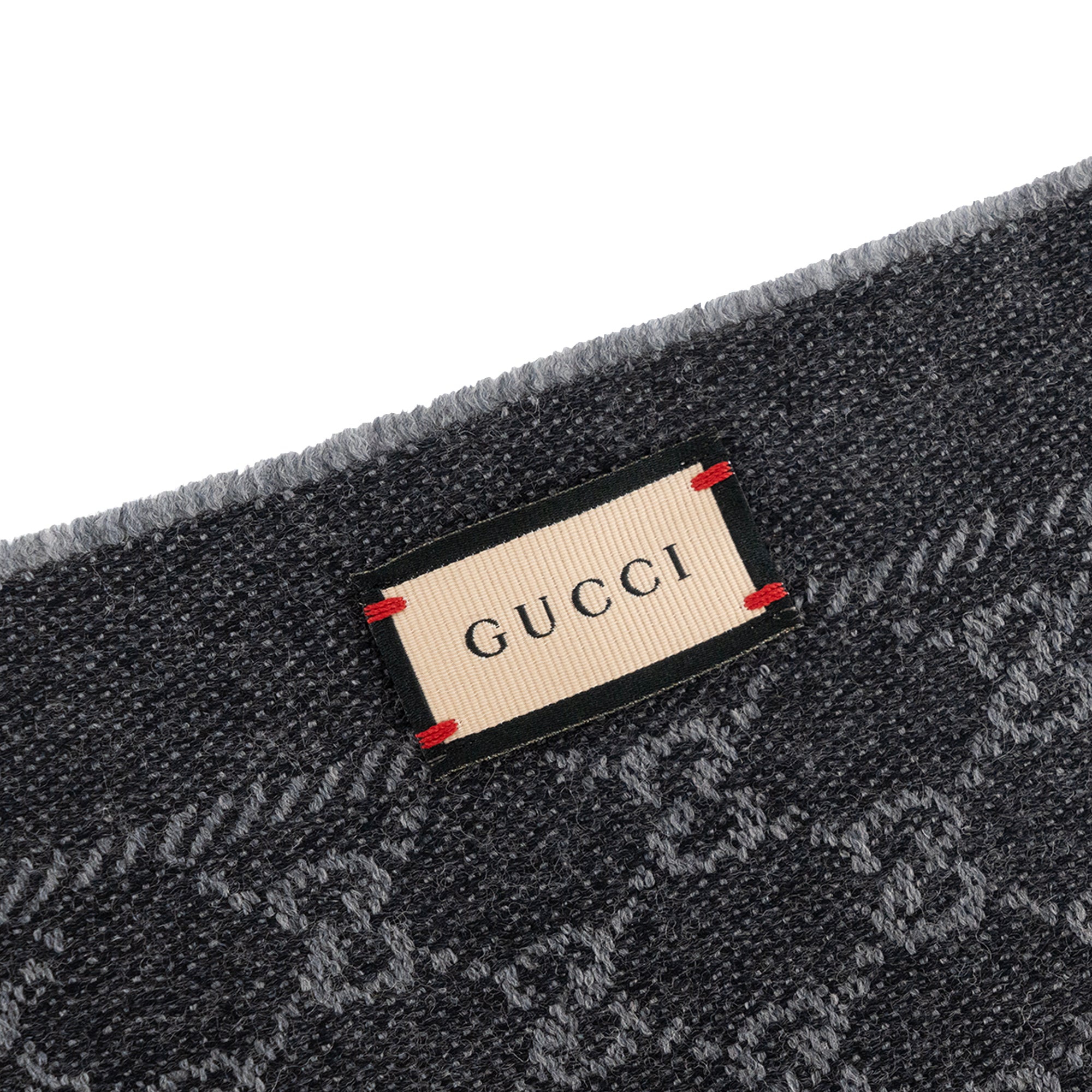 GUCCI - Écharpe Gucci à motif GG en laine grise foncé