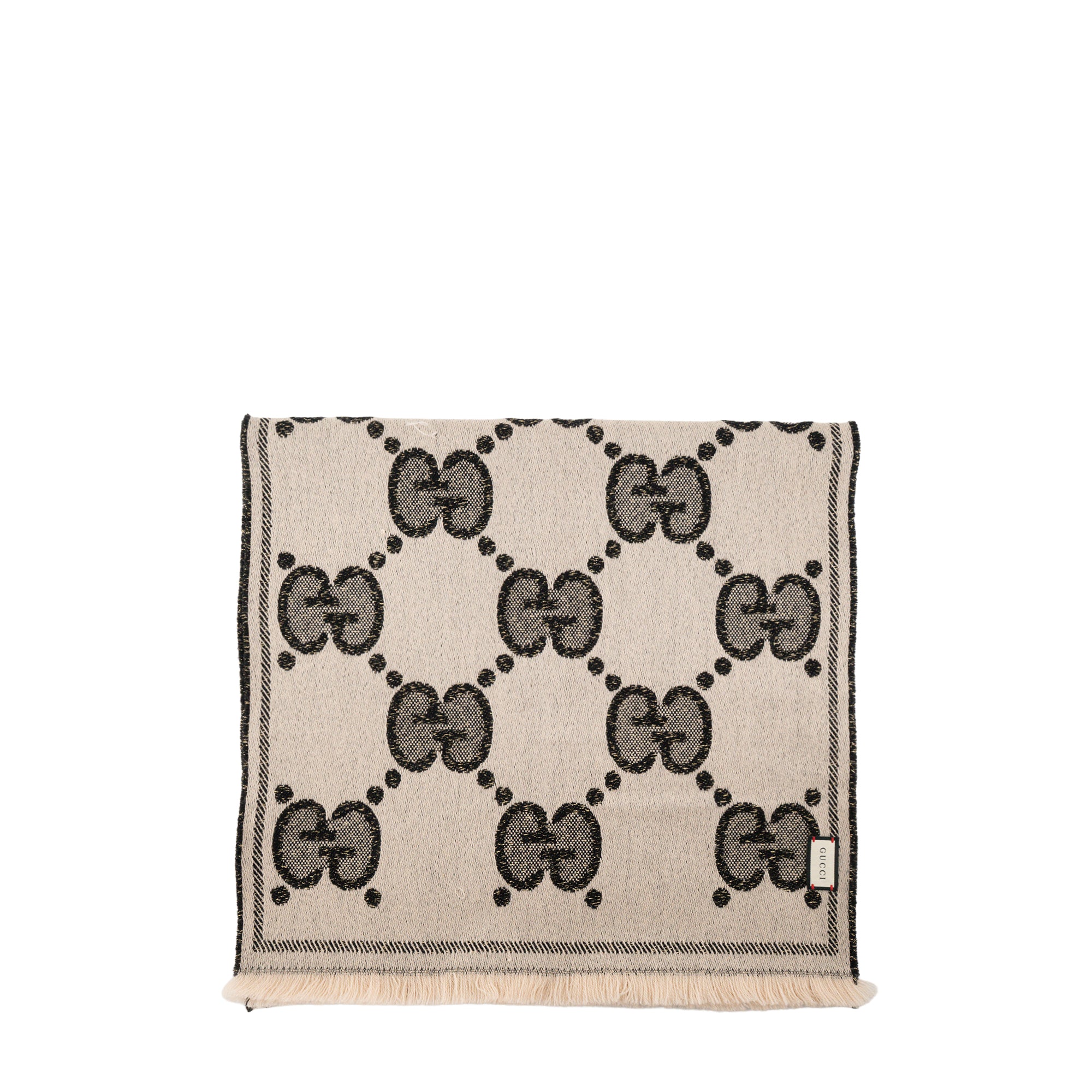 GUCCI - Écharpe Gucci en laine à motif monogramme noire et beige