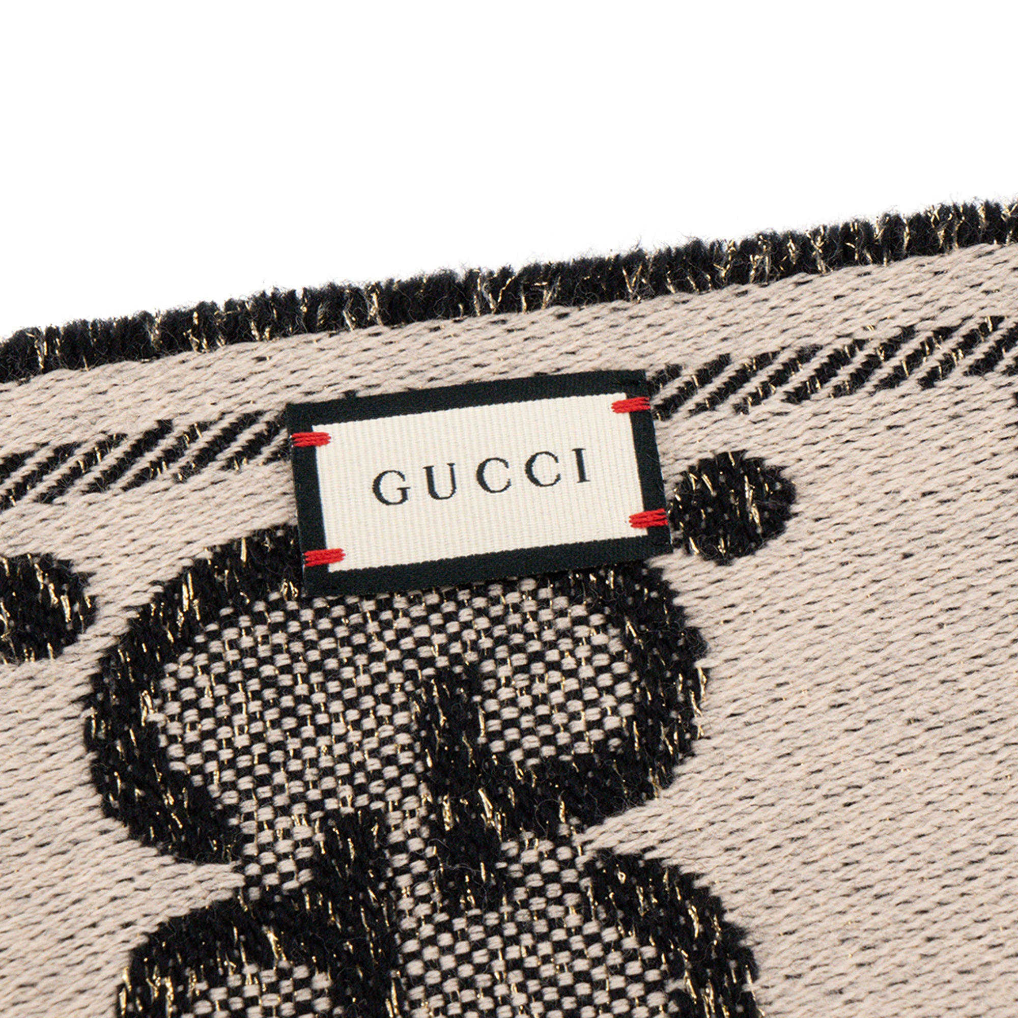 GUCCI - Écharpe Gucci en laine à motif monogramme noire et beige