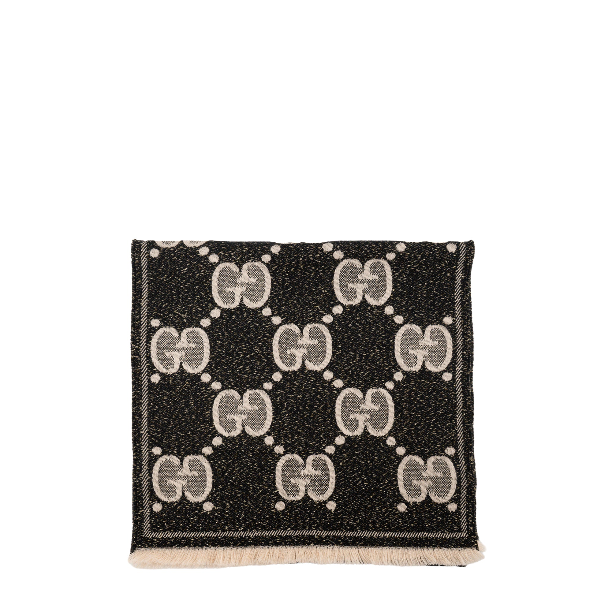 GUCCI - Écharpe Gucci en laine à motif monogramme noire et beige