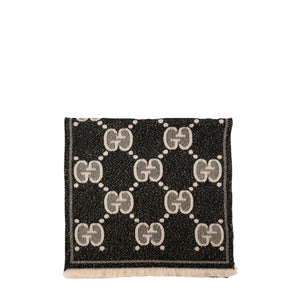 GUCCI - Écharpe Gucci en laine à motif monogramme noire et beige