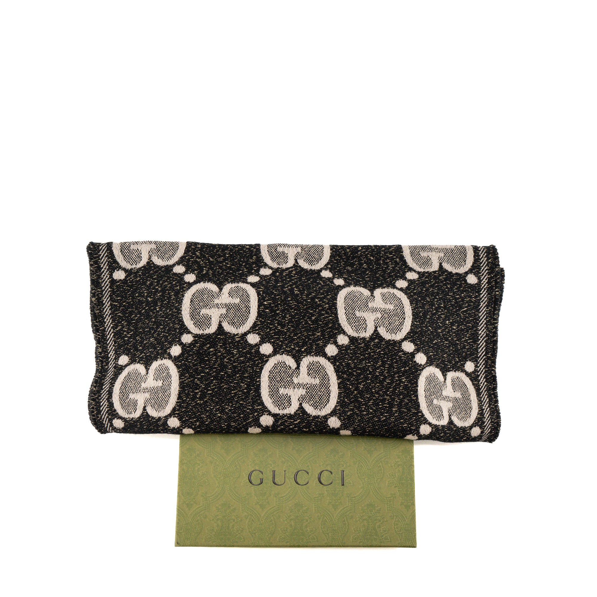 GUCCI - Écharpe Gucci en laine à motif monogramme noire et beige