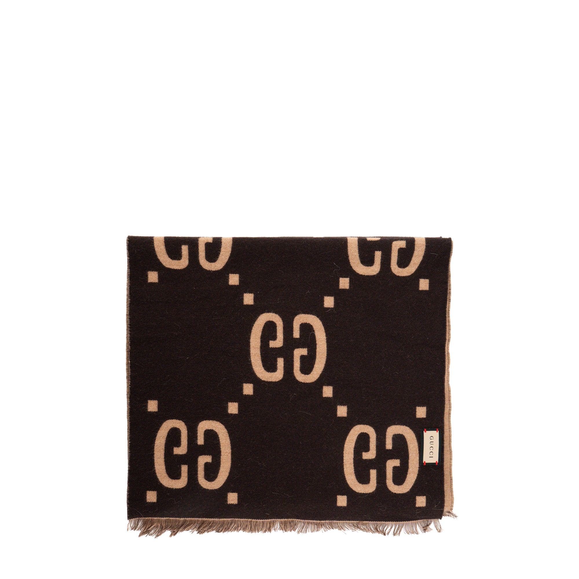 GUCCI - Écharpe maxi GG Gucci en laine marron et beige