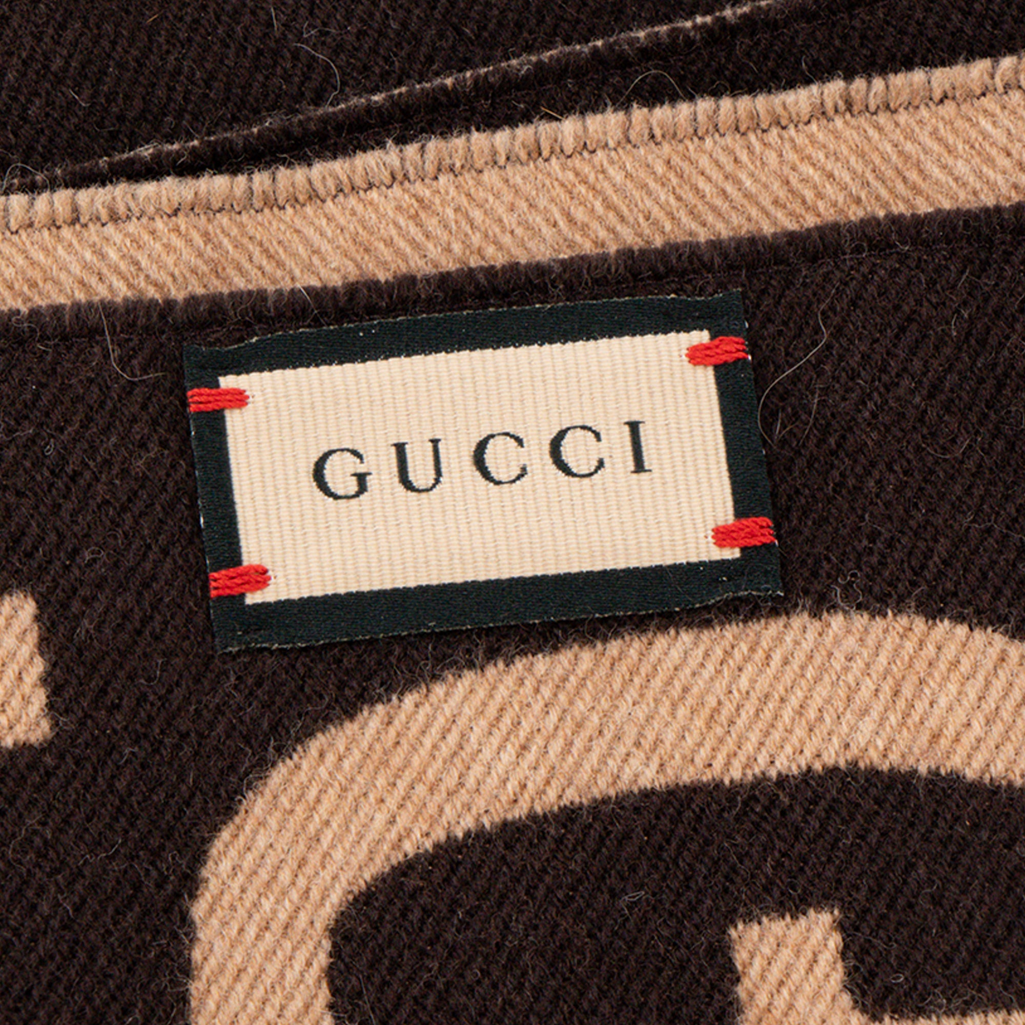 GUCCI - Écharpe maxi GG Gucci en laine marron et beige