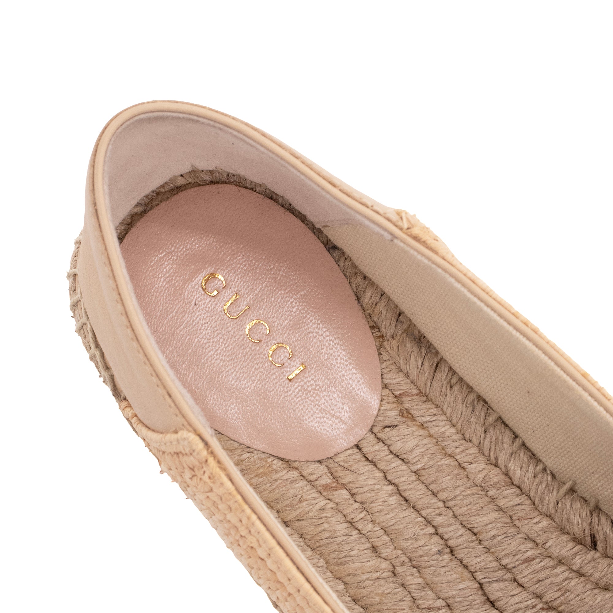 GUCCI - Gucci GG espadrilles in raffia and beige leather (T37.5)