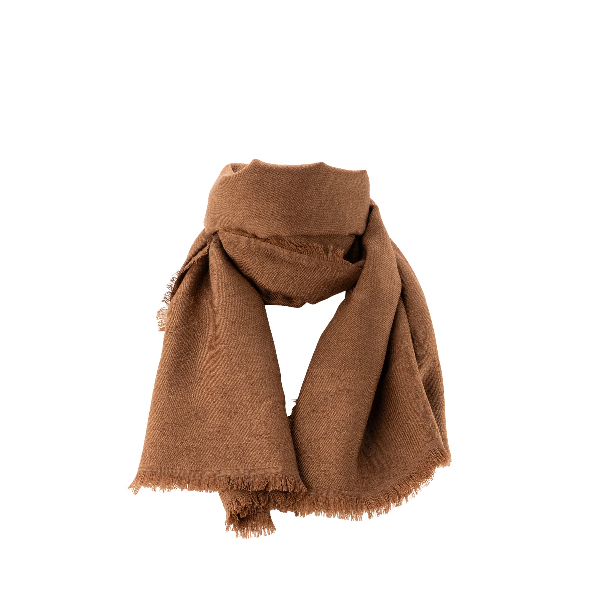 GUCCI - Foulard Gucci en laine et soie marron