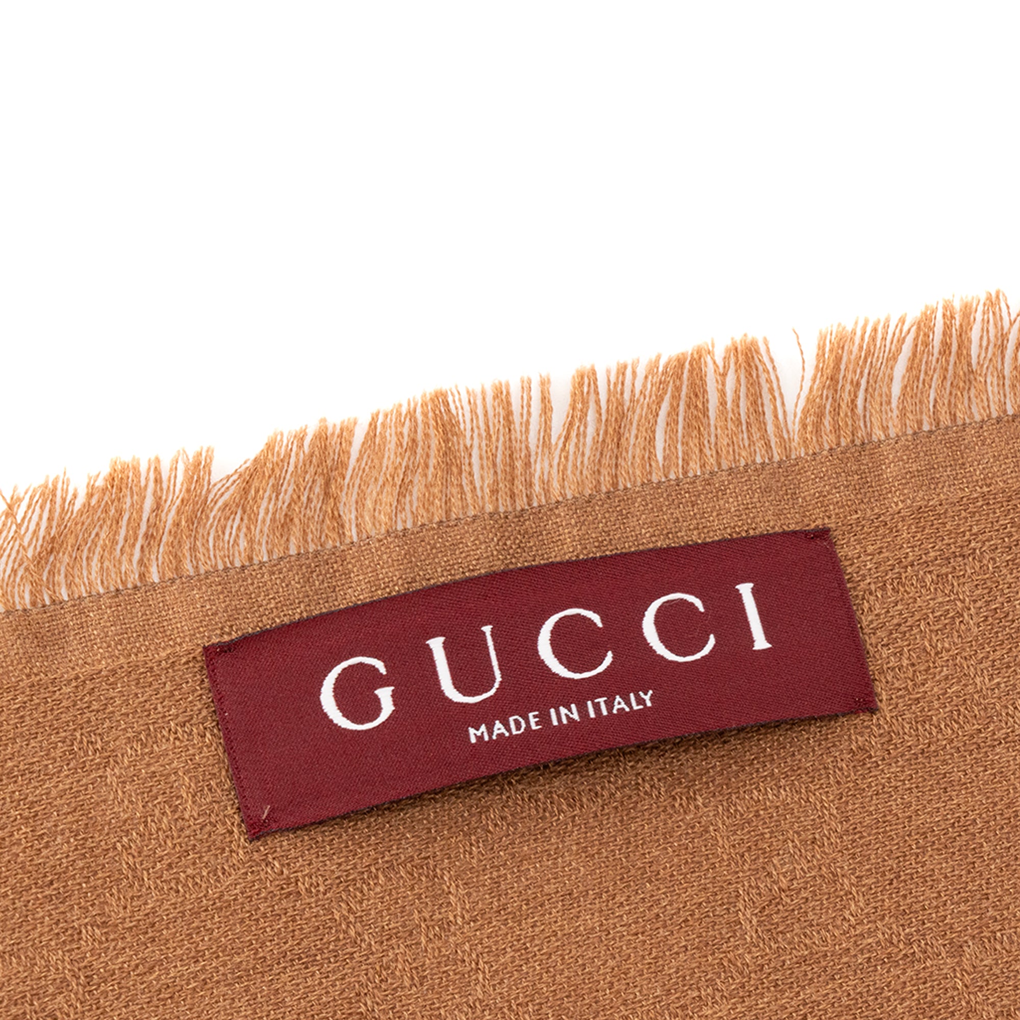 GUCCI - Foulard Gucci en laine et soie marron