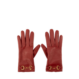 GUCCI - Gants Mors Gucci en cuir rouge (T7)