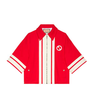 GUCCI - Gilet Interlocking Gucci en coton rouge et blanc (M)
