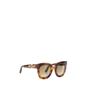 GUCCI - Lunettes de soleil Gucci en écaille marron et strass