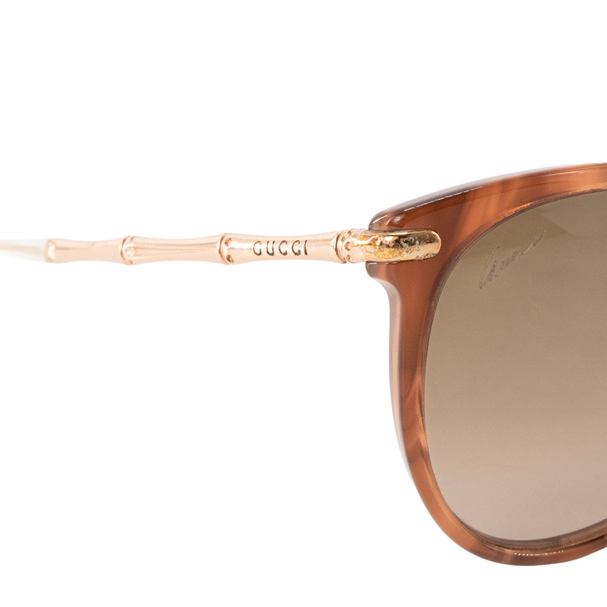 GUCCI - Lunettes de soleil GG Gucci en acétate marron et métal doré