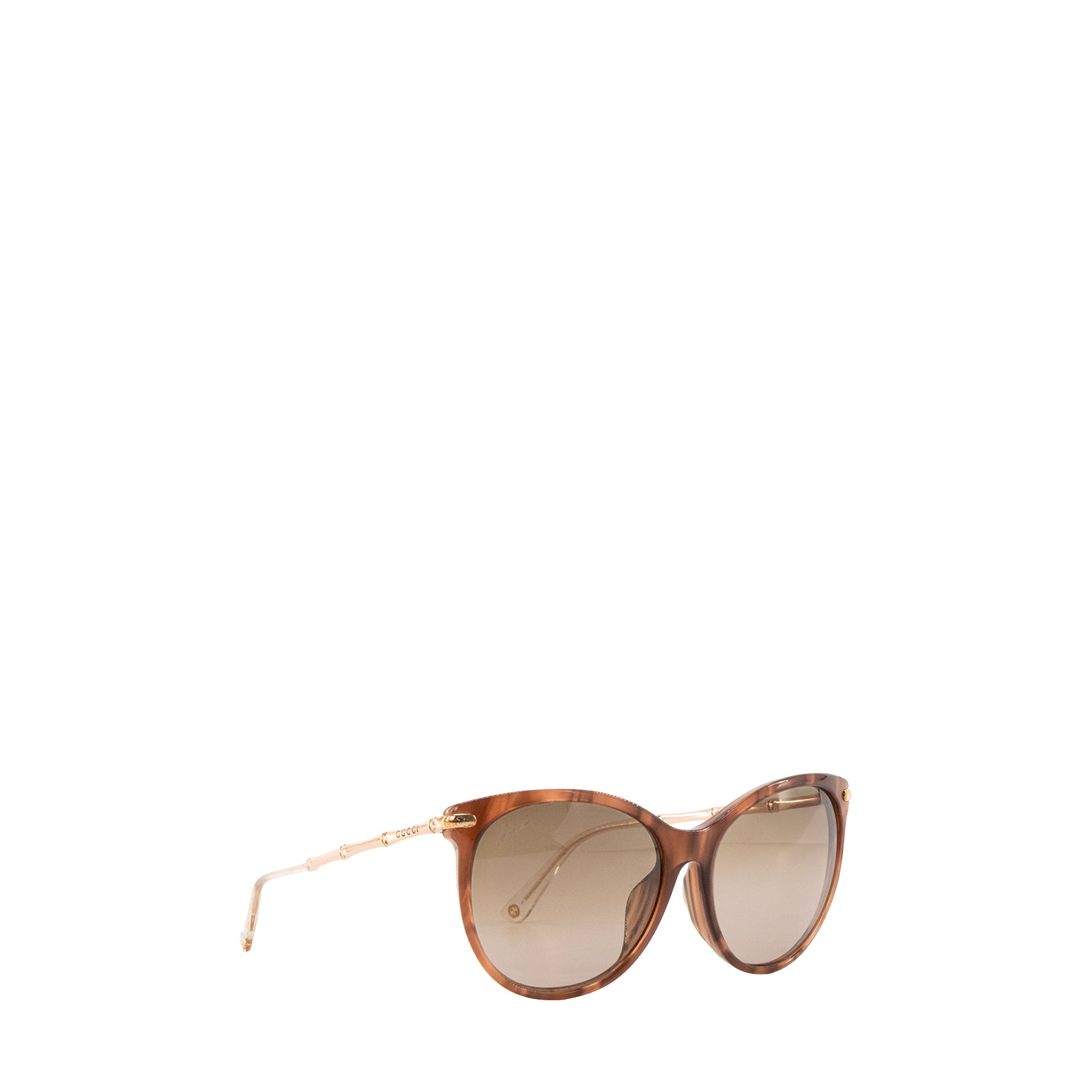 GUCCI - Lunettes de soleil GG Gucci en acétate marron et métal doré