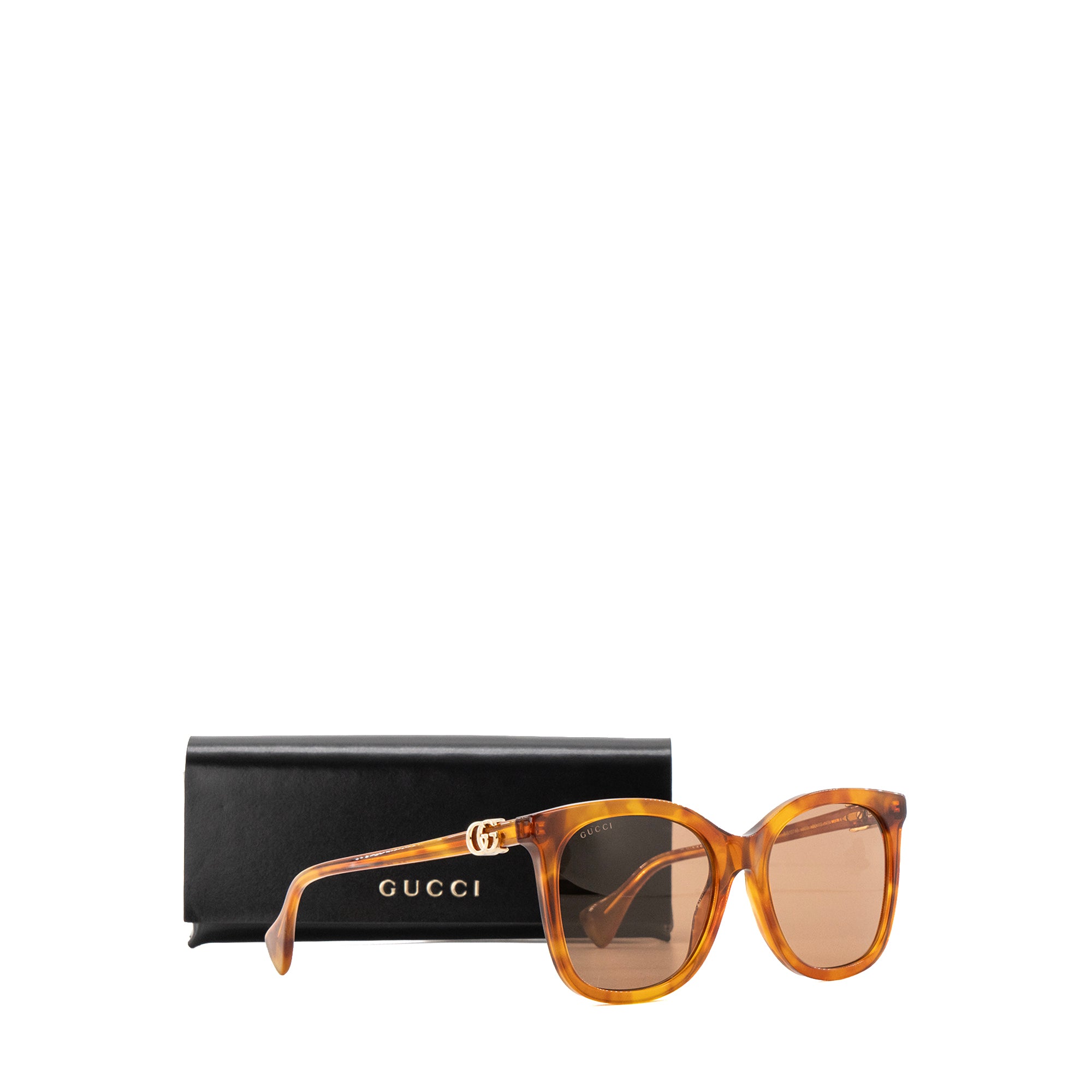 GUCCI - Lunettes de soleil Gucci en acétate marron et orange