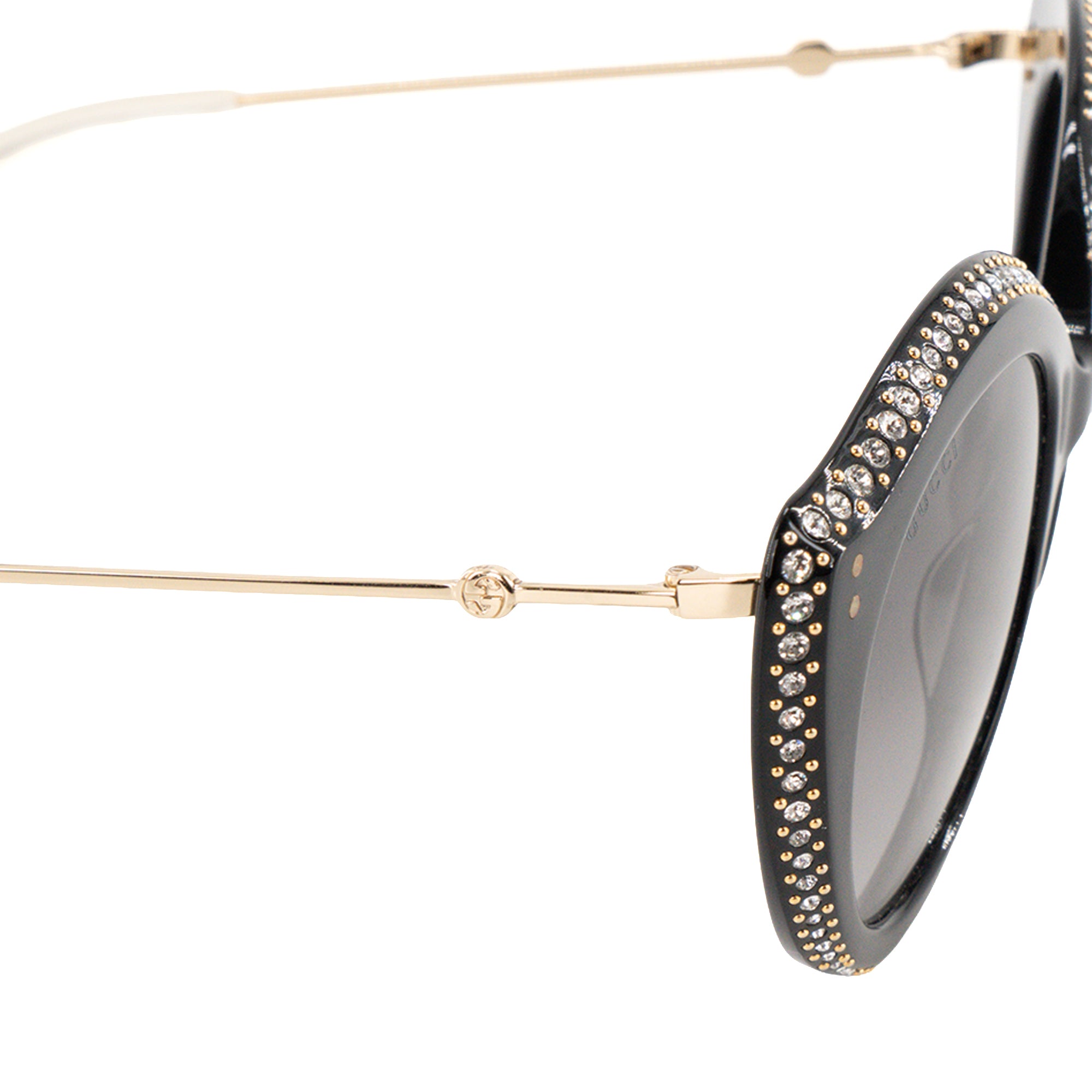 GUCCI - Lunettes de soleil Gucci en acétate noir et strass blanc