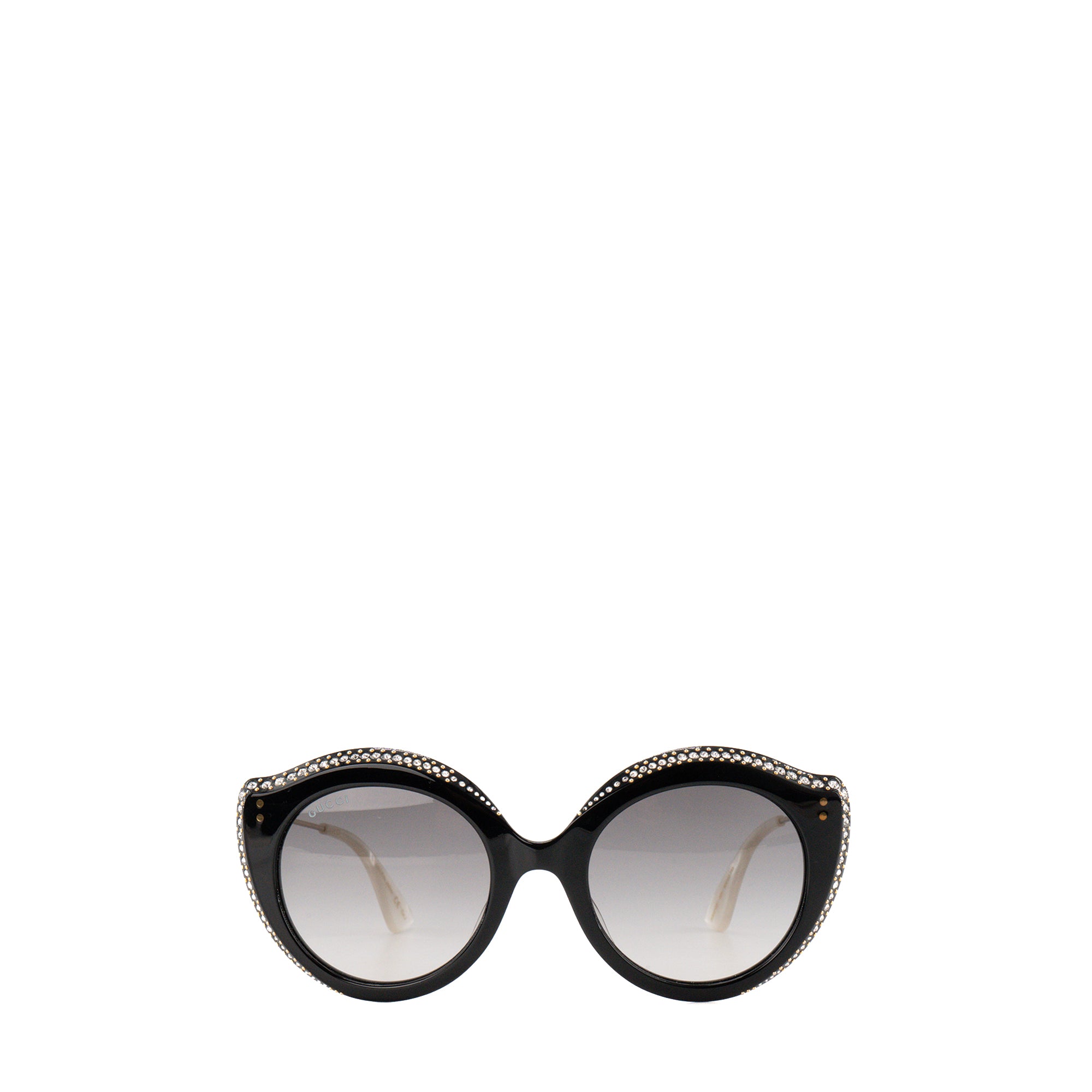 GUCCI - Lunettes de soleil Gucci en acétate noir et strass blanc