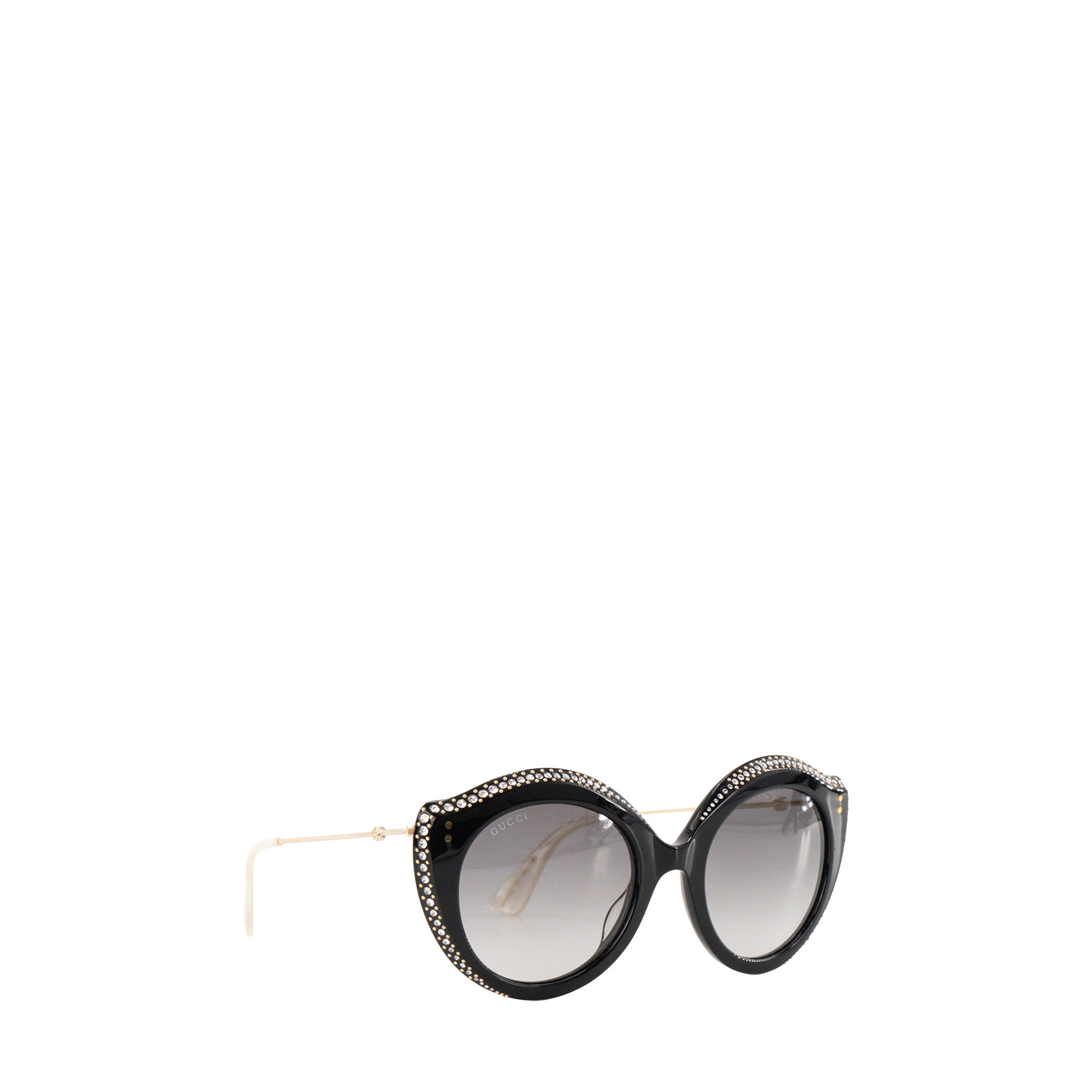 GUCCI - Lunettes de soleil Gucci en acétate noir et strass blanc