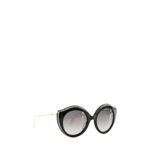GUCCI - Lunettes de soleil Gucci en acétate noir et strass blanc