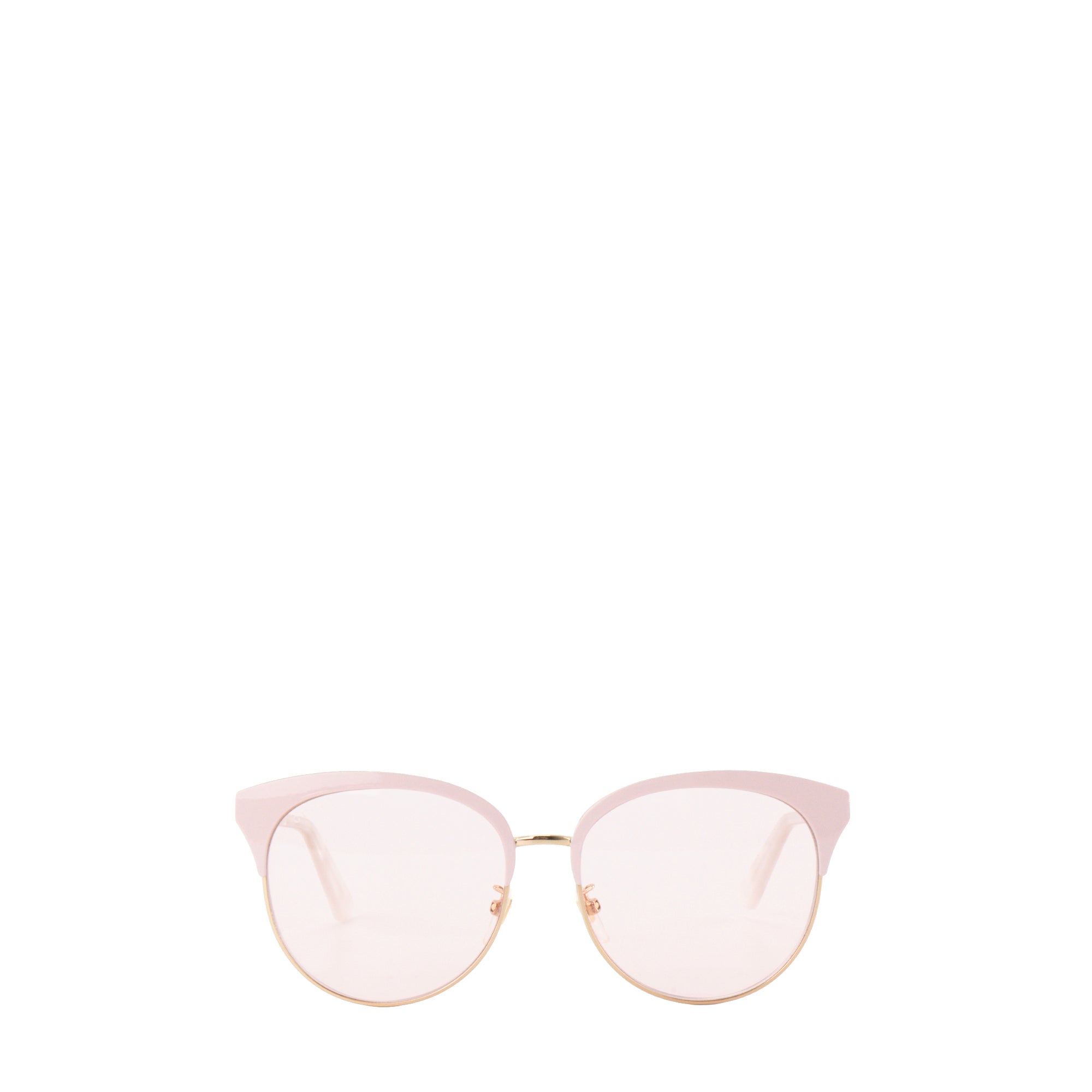 GUCCI - Lunettes de soleil Gucci en métal rose et acétate blanc