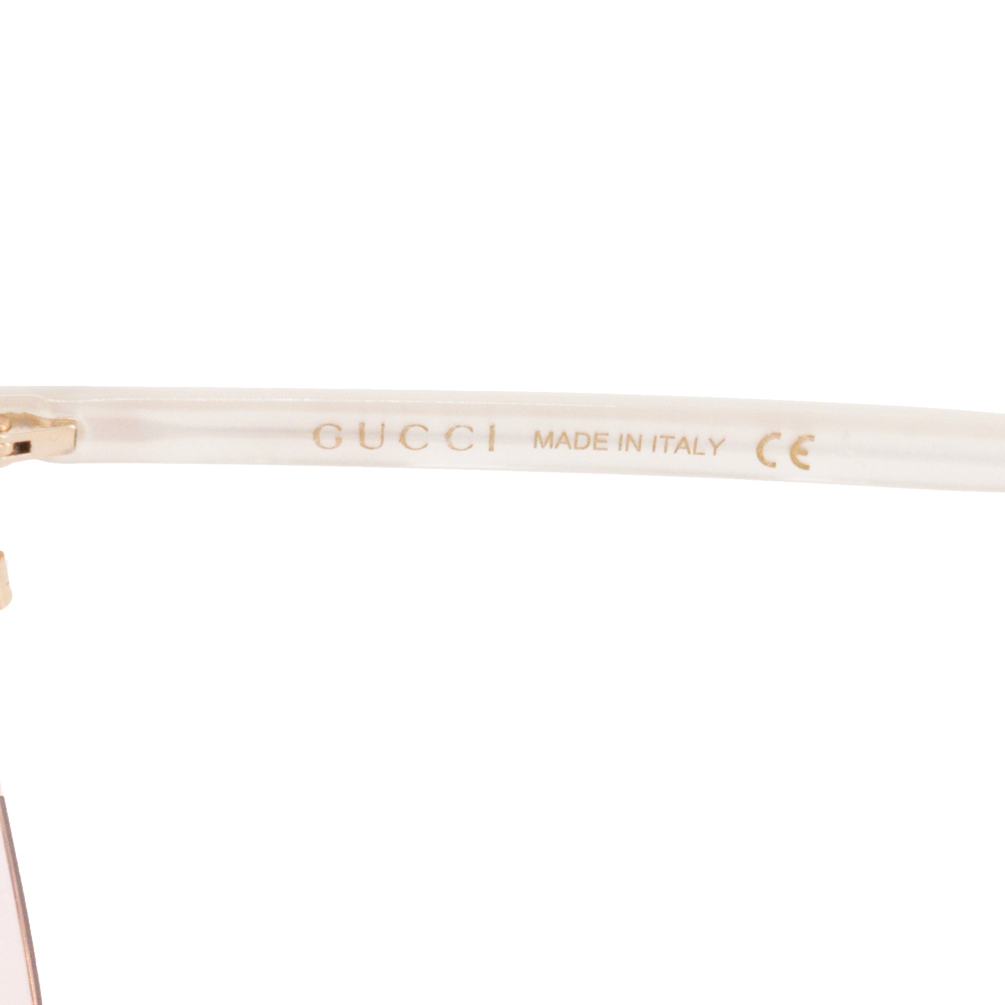 GUCCI - Lunettes de soleil Gucci en métal rose et acétate blanc