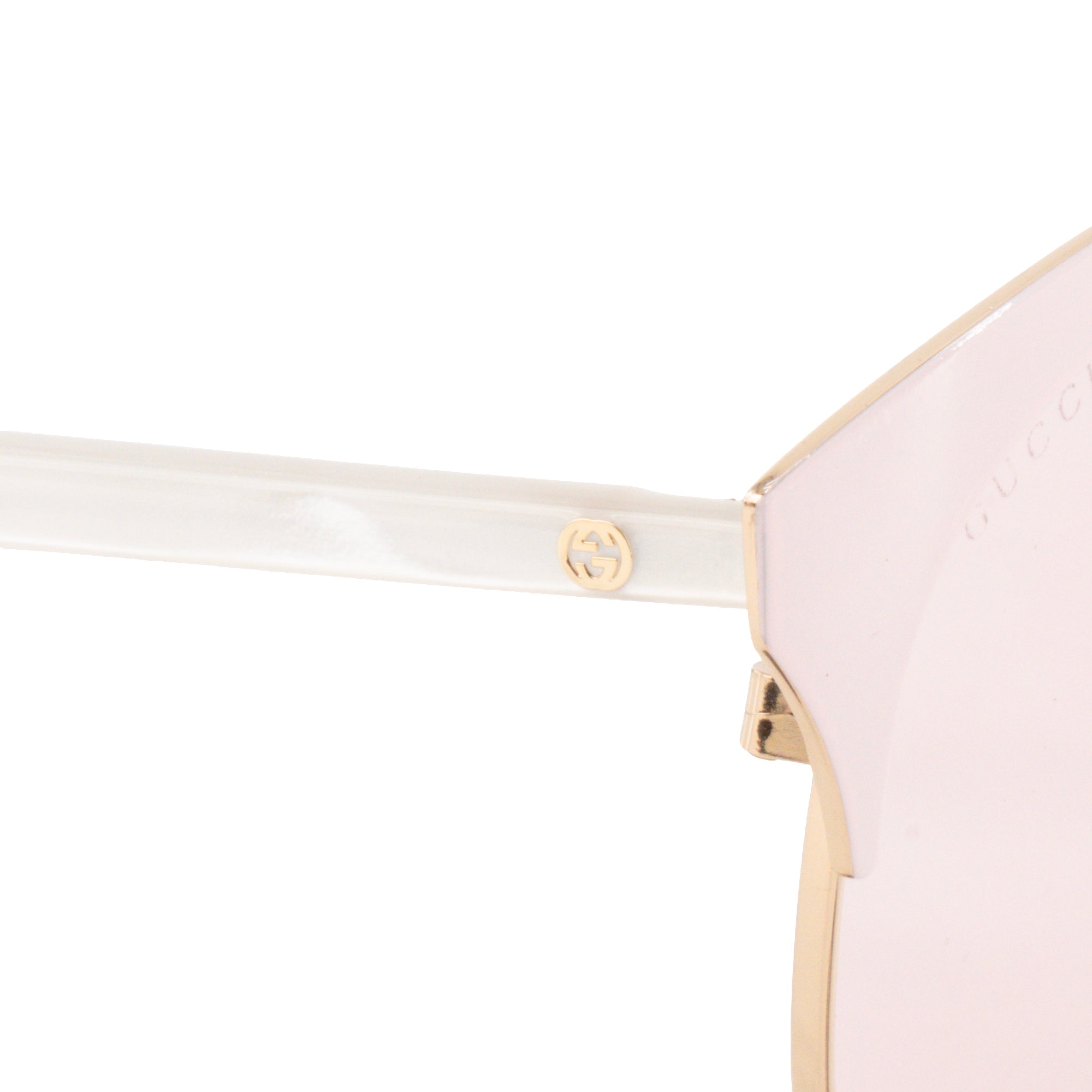 GUCCI - Lunettes de soleil Gucci en métal rose et acétate blanc