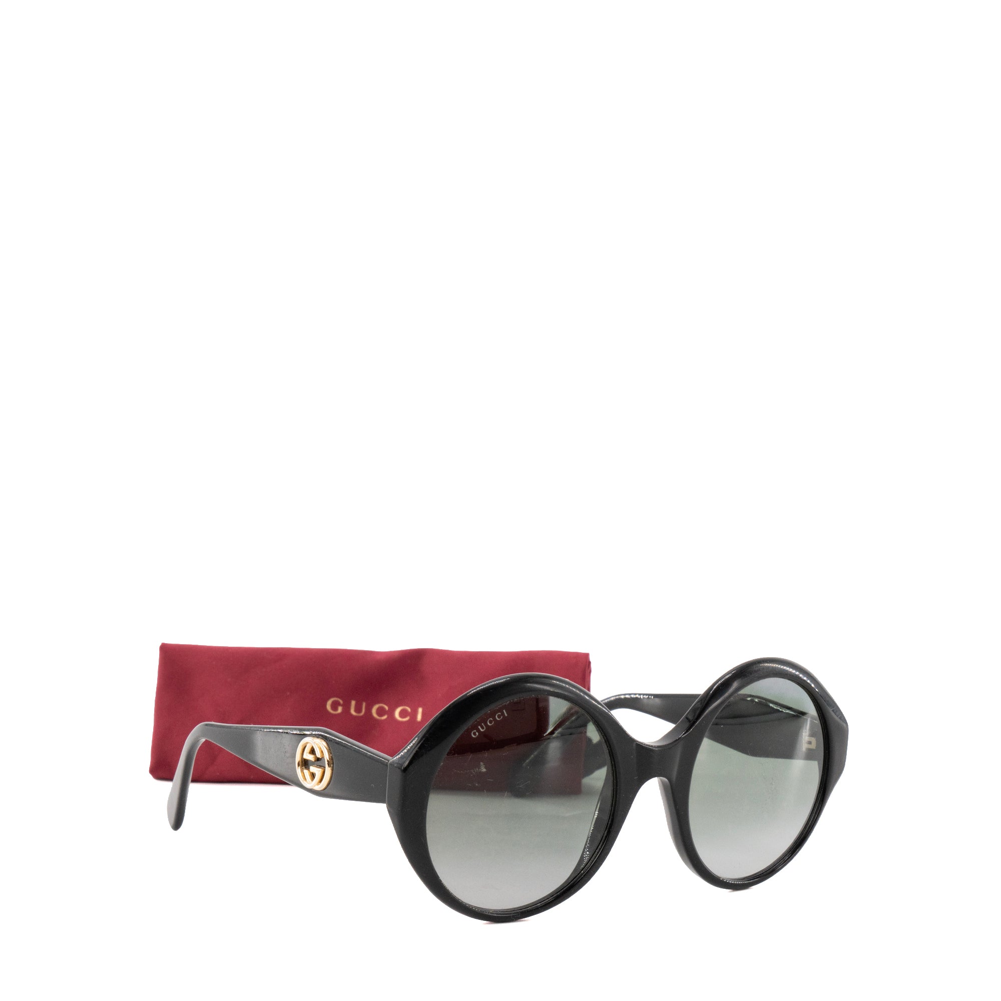 GUCCI - Lunettes de soleil rondes Gucci en acétate noir