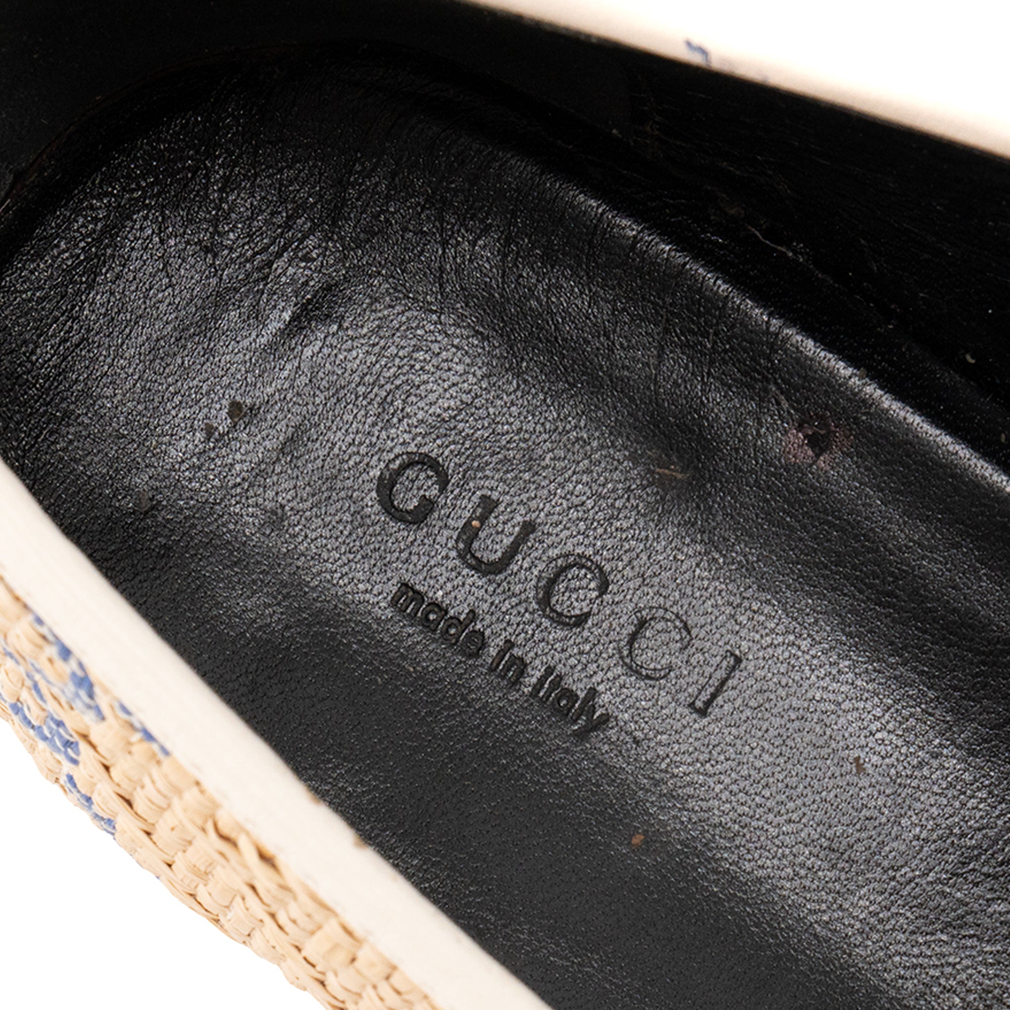 GUCCI - Mocassins Jordaan Gucci en raphia beige et bleu (T42)