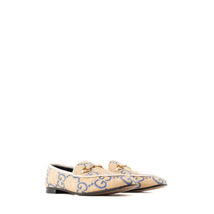 GUCCI - Mocassins Jordaan Gucci en raphia beige et bleu (T42)
