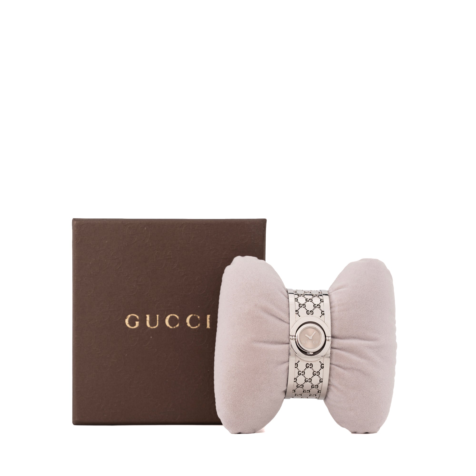 GUCCI - Montre Twirl Gucci en acier monogrammée argenté