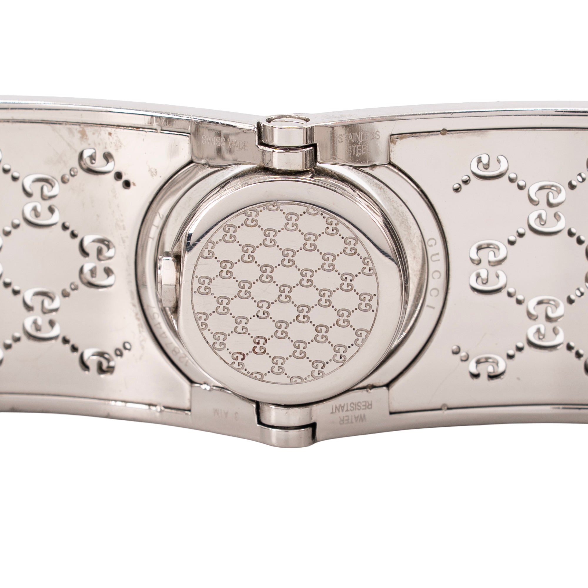 GUCCI - Montre Twirl Gucci en acier monogrammée argenté
