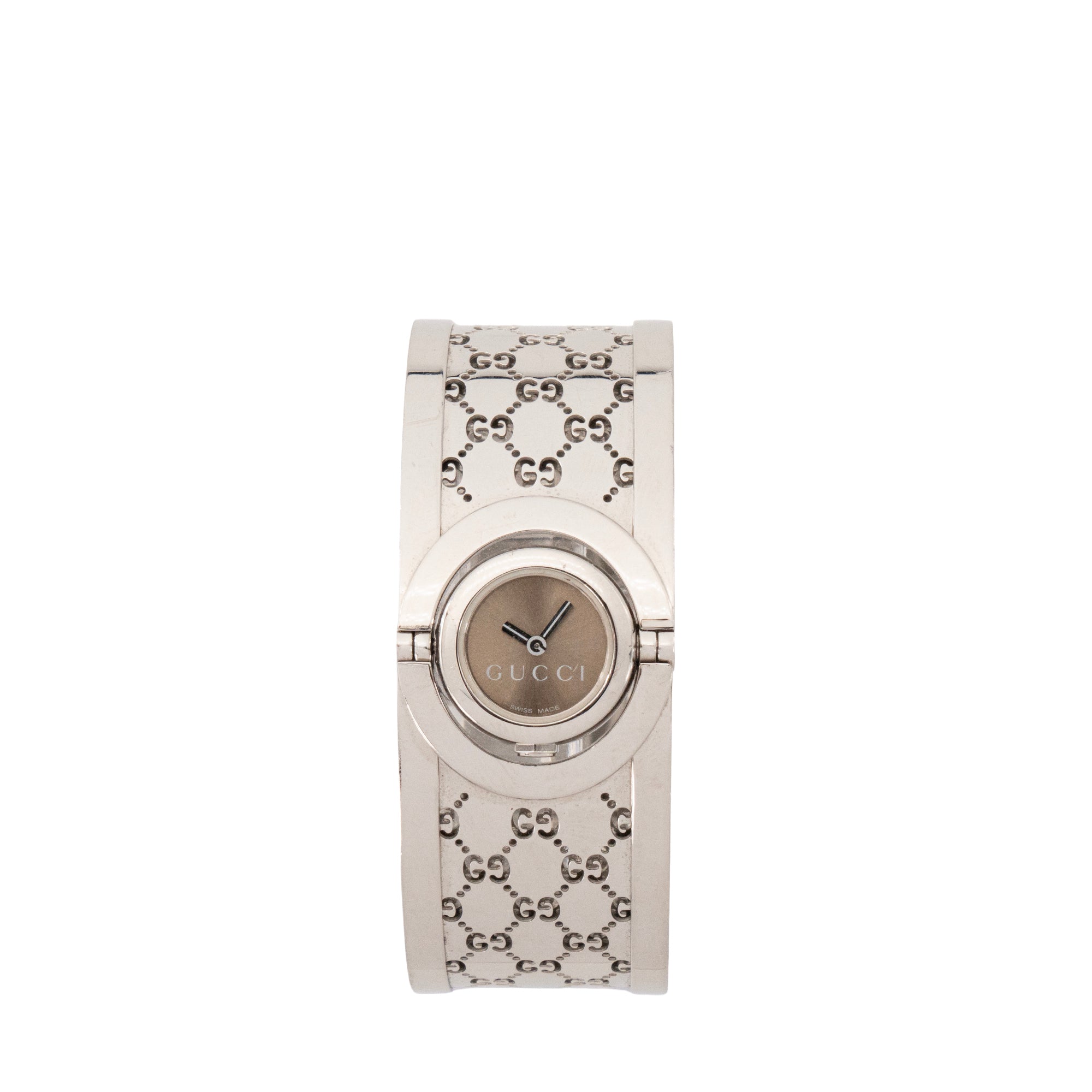 GUCCI - Montre Twirl Gucci en acier monogrammée argenté