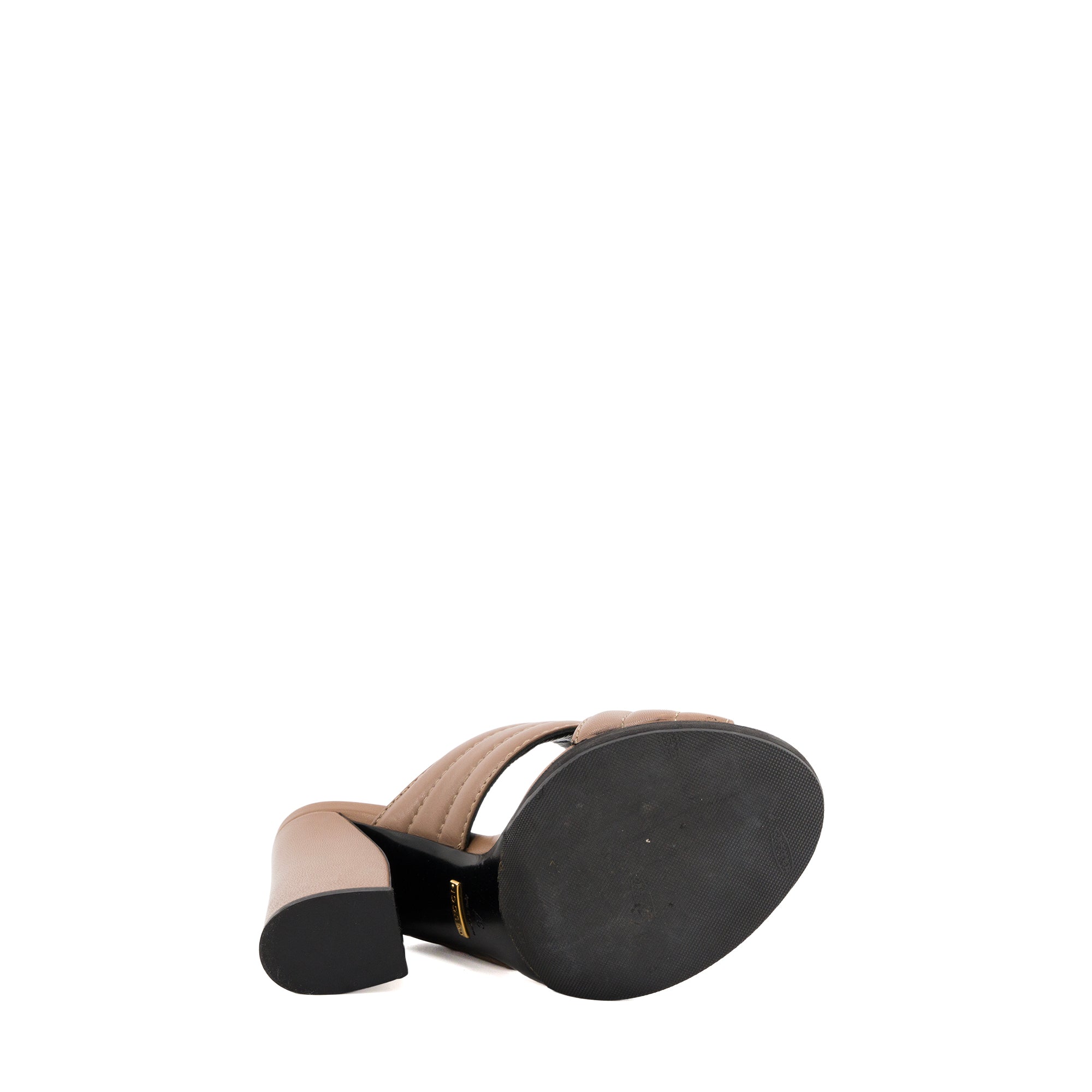 GUCCI - Mules à talons Gucci en cuir taupe (T37)