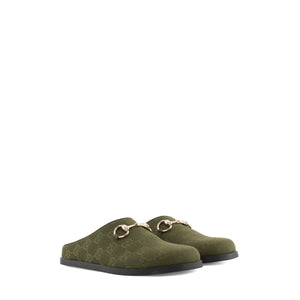GUCCI - Mules Gucci en toile monogrammée verte (T36)