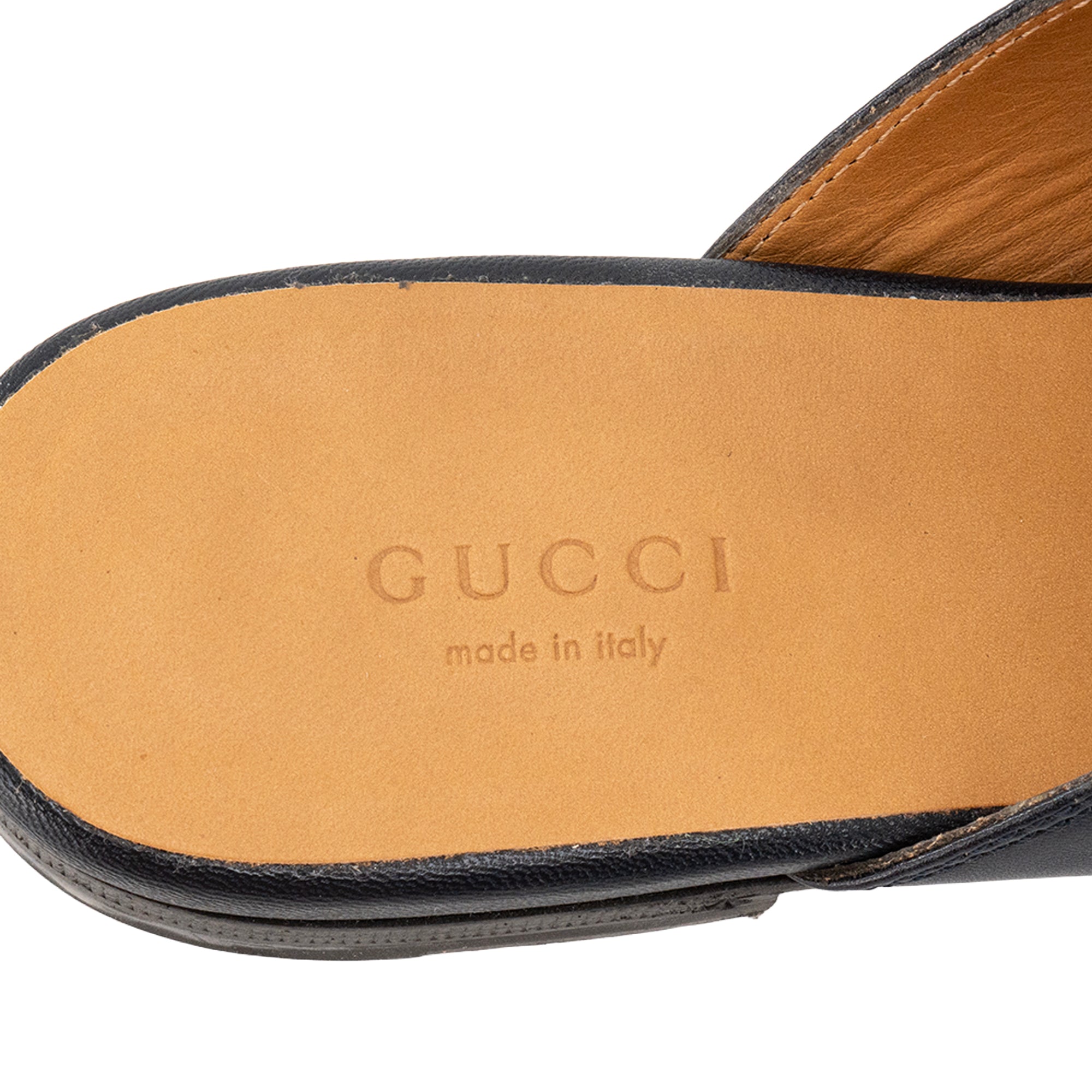 GUCCI - Mules Princetown Gucci en cuir lisse bleu marine (T37)