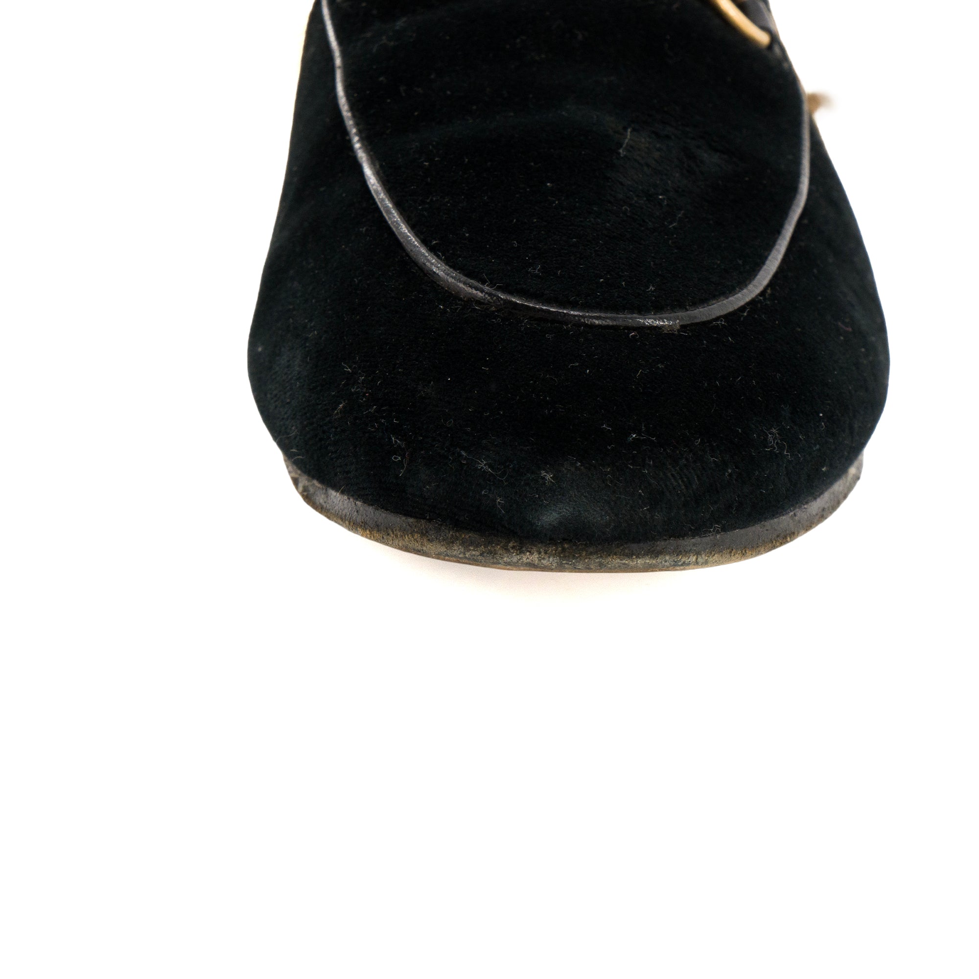 GUCCI - Mules Princetown Gucci en velours noir et fourrure beige (T38)