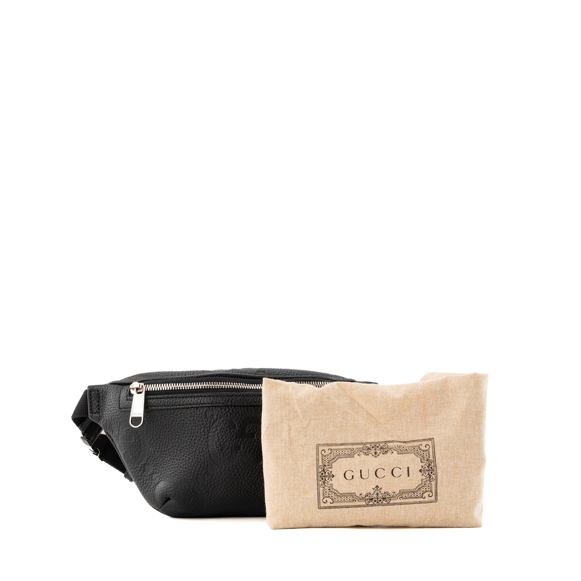 GUCCI - Pochette banane Gucci en cuir grainé jumbo noir