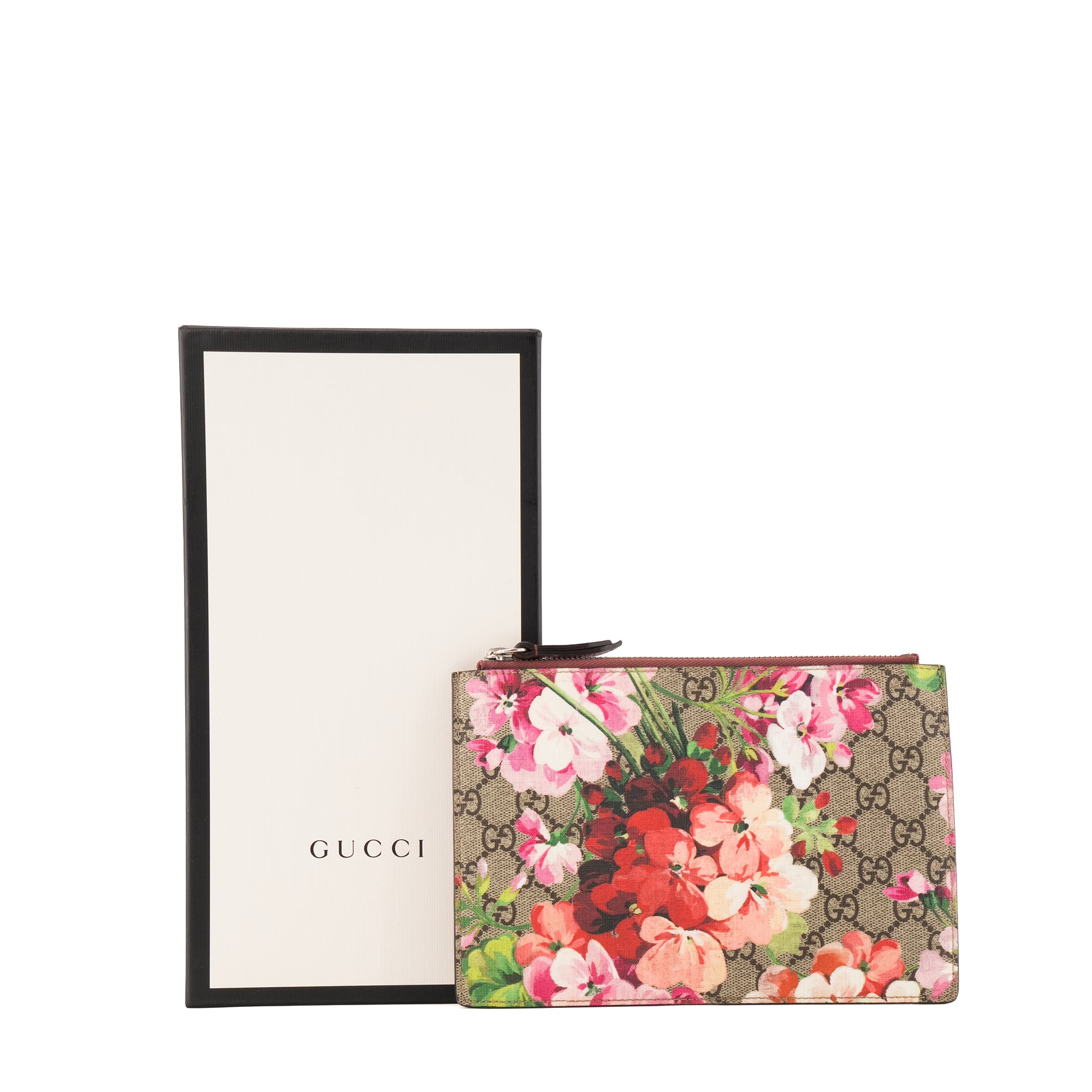 GUCCI - Pochette Blossom Gucci en toile enduite et cuir rose