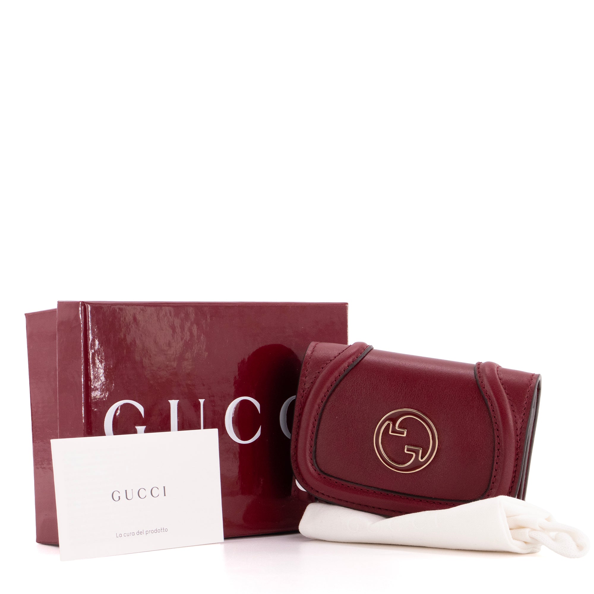GUCCI - Porte-cartes Blondie Gucci en cuir bordeaux