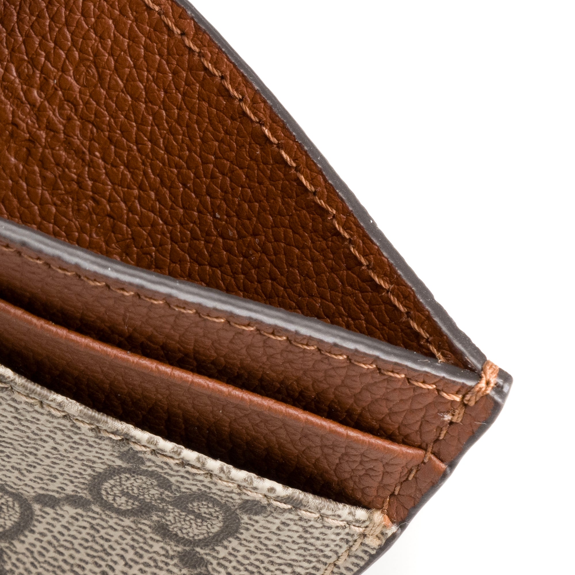 GUCCI - Porte cartes GG Emblem Gucci en toile enduite monogrammée et cuir marron