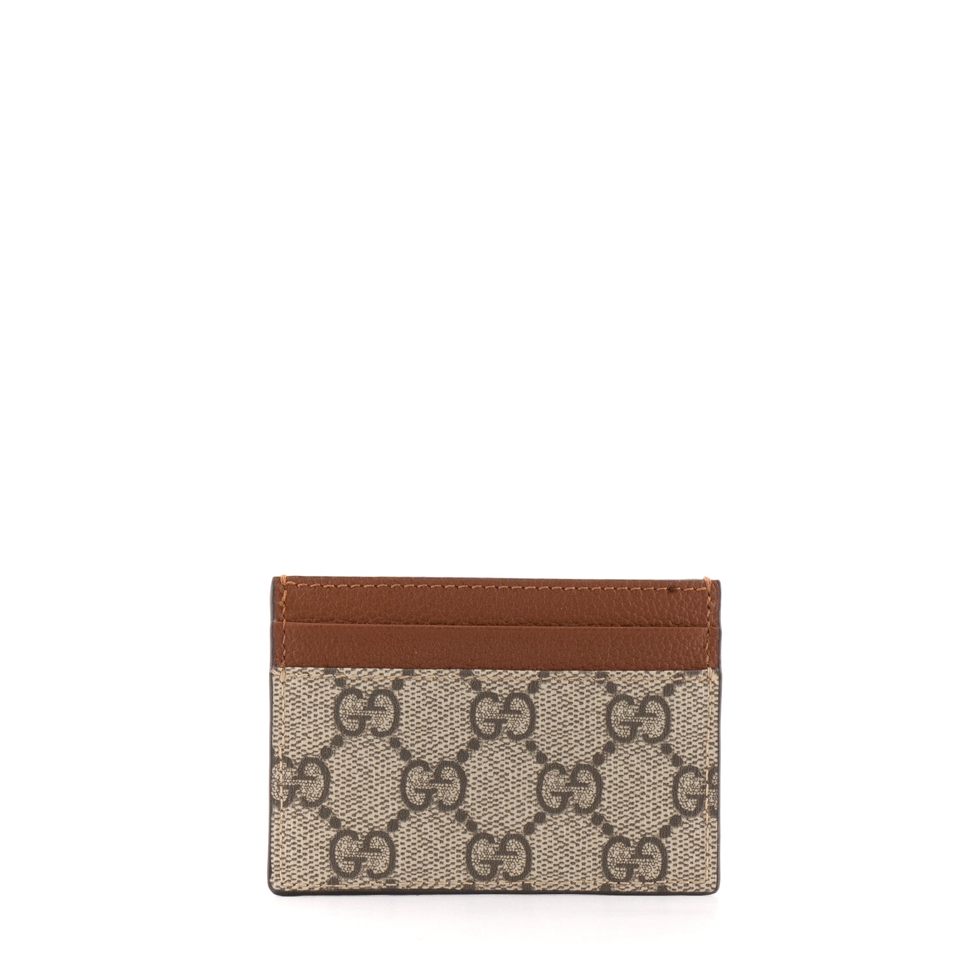 GUCCI - Porte cartes GG Emblem Gucci en toile enduite monogrammée et cuir marron