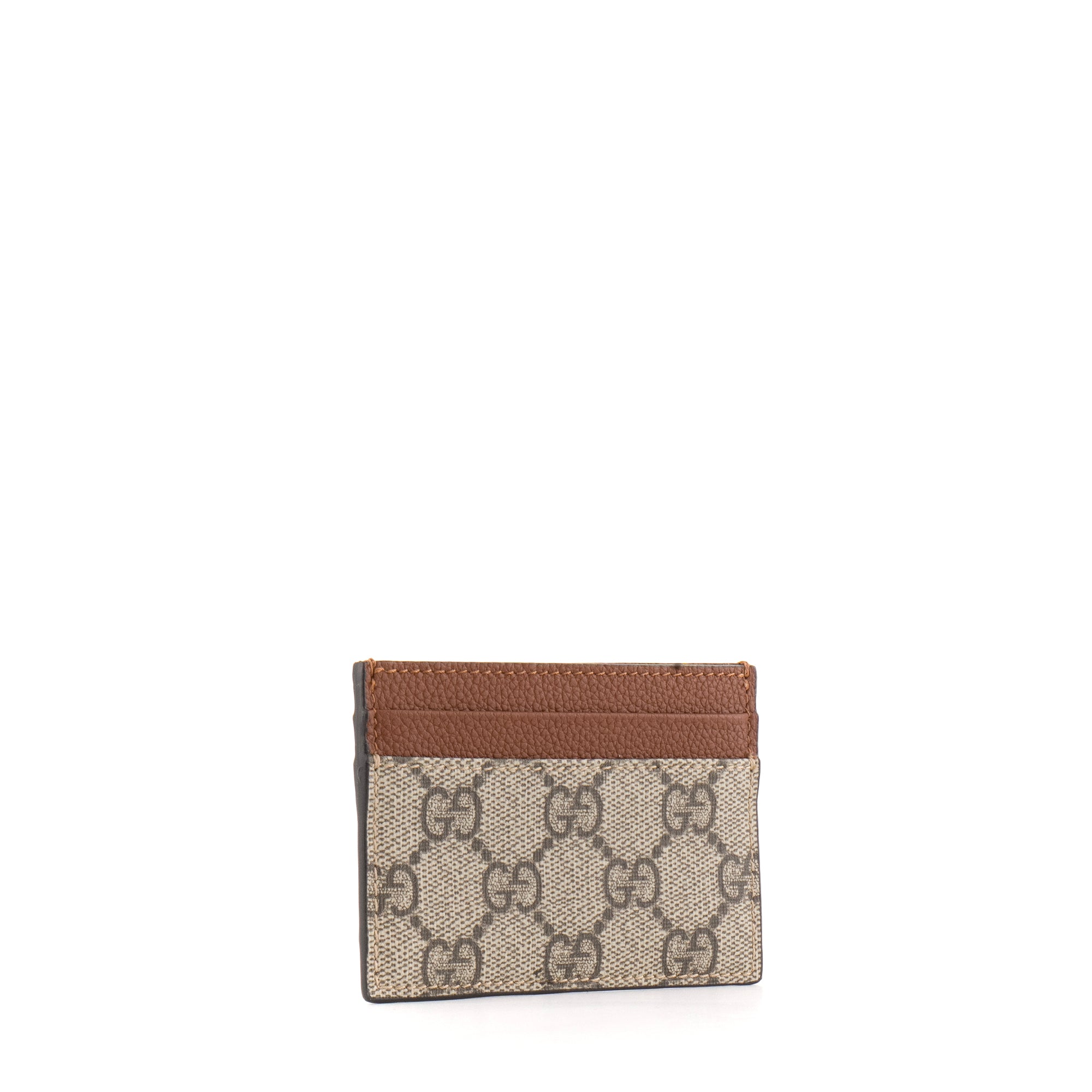 GUCCI - Porte cartes GG Emblem Gucci en toile enduite monogrammée et cuir marron