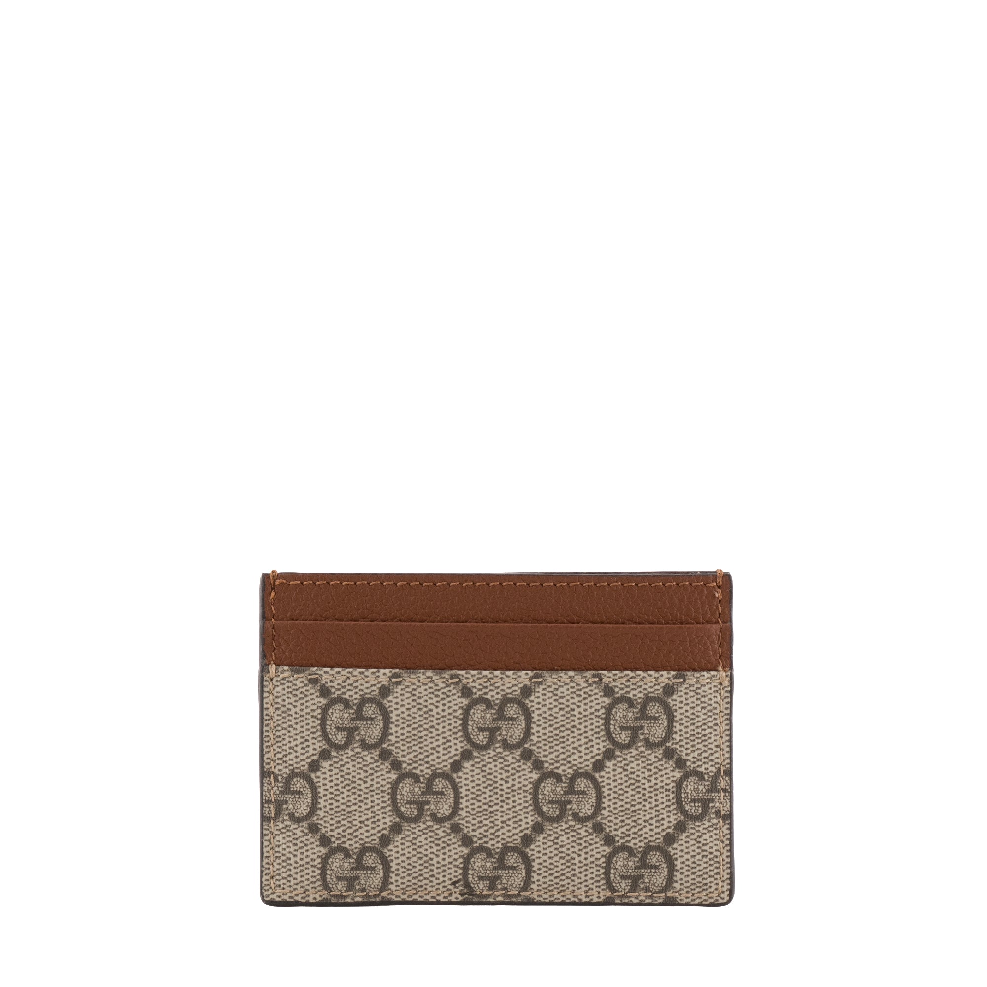 GUCCI - Porte cartes GG Emblem Gucci en toile enduite monogrammée et cuir marron