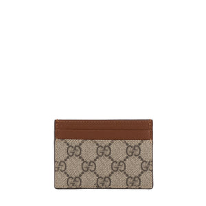 GUCCI - Porte cartes GG Emblem Gucci en toile enduite monogrammée et cuir marron