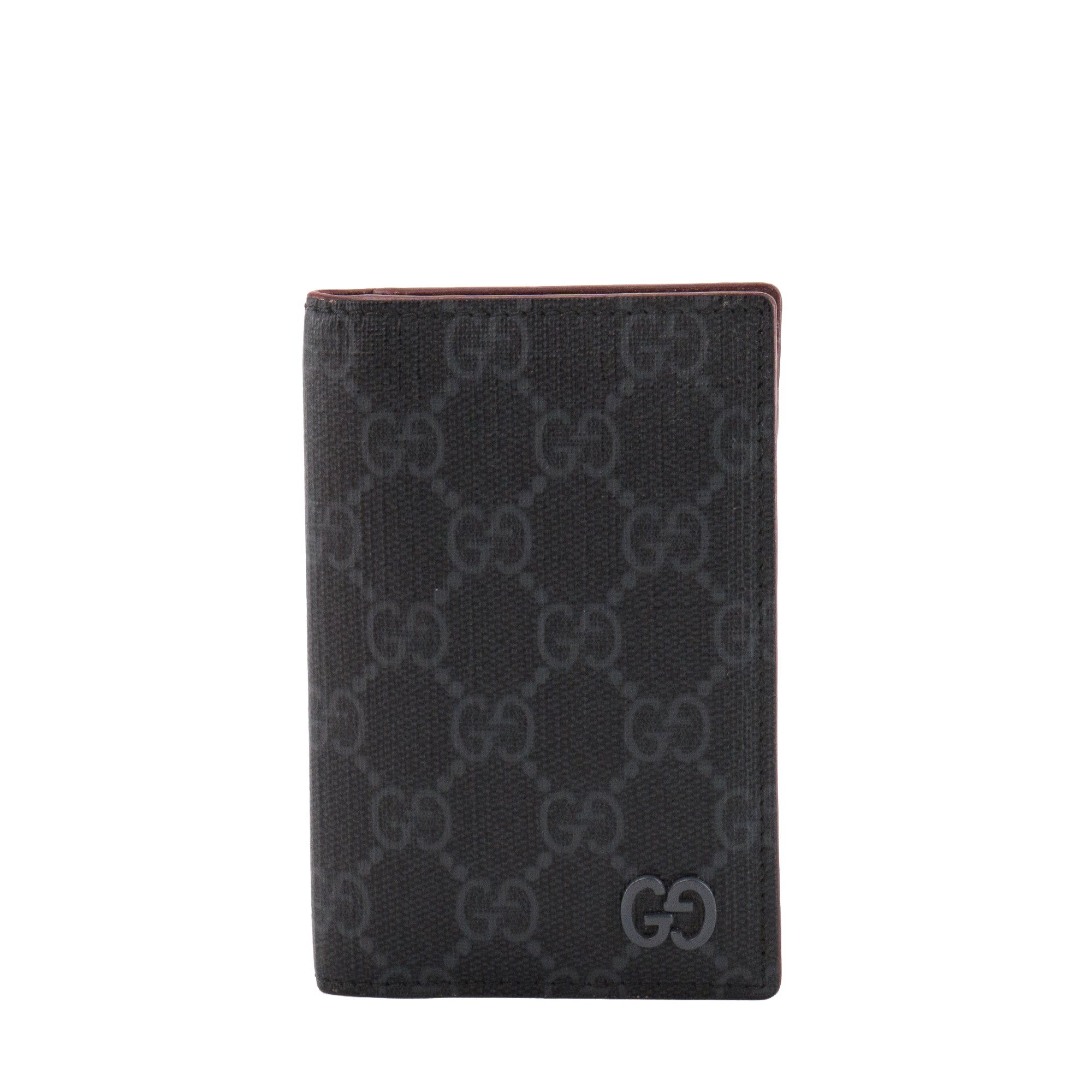GUCCI - Porte cartes Long GG Gucci en toile enduite monogrammée noire et grise