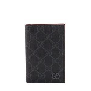 GUCCI - Porte cartes Long GG Gucci en toile enduite monogrammée noire et grise