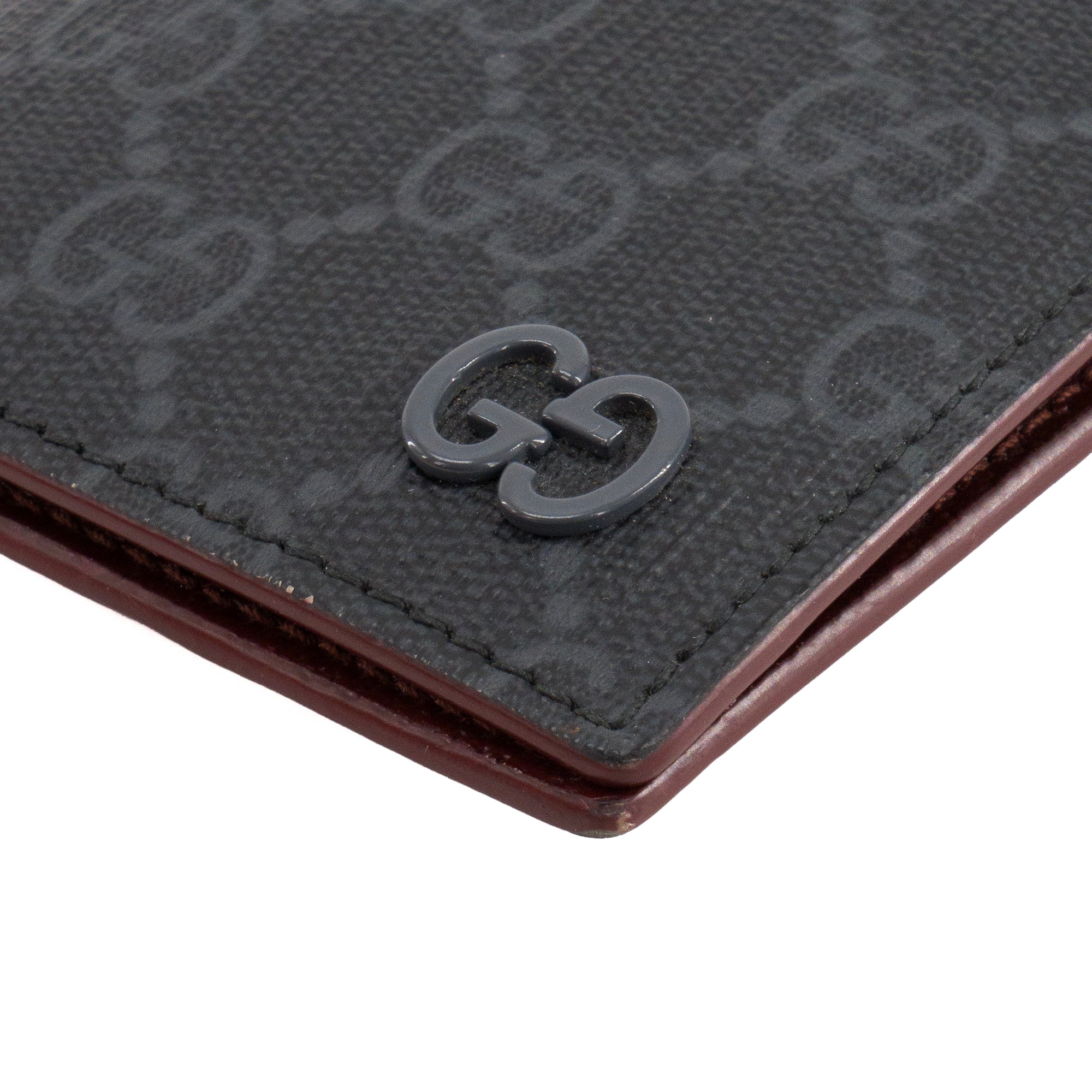 GUCCI - Porte cartes Long GG Gucci en toile enduite monogrammée noire et grise