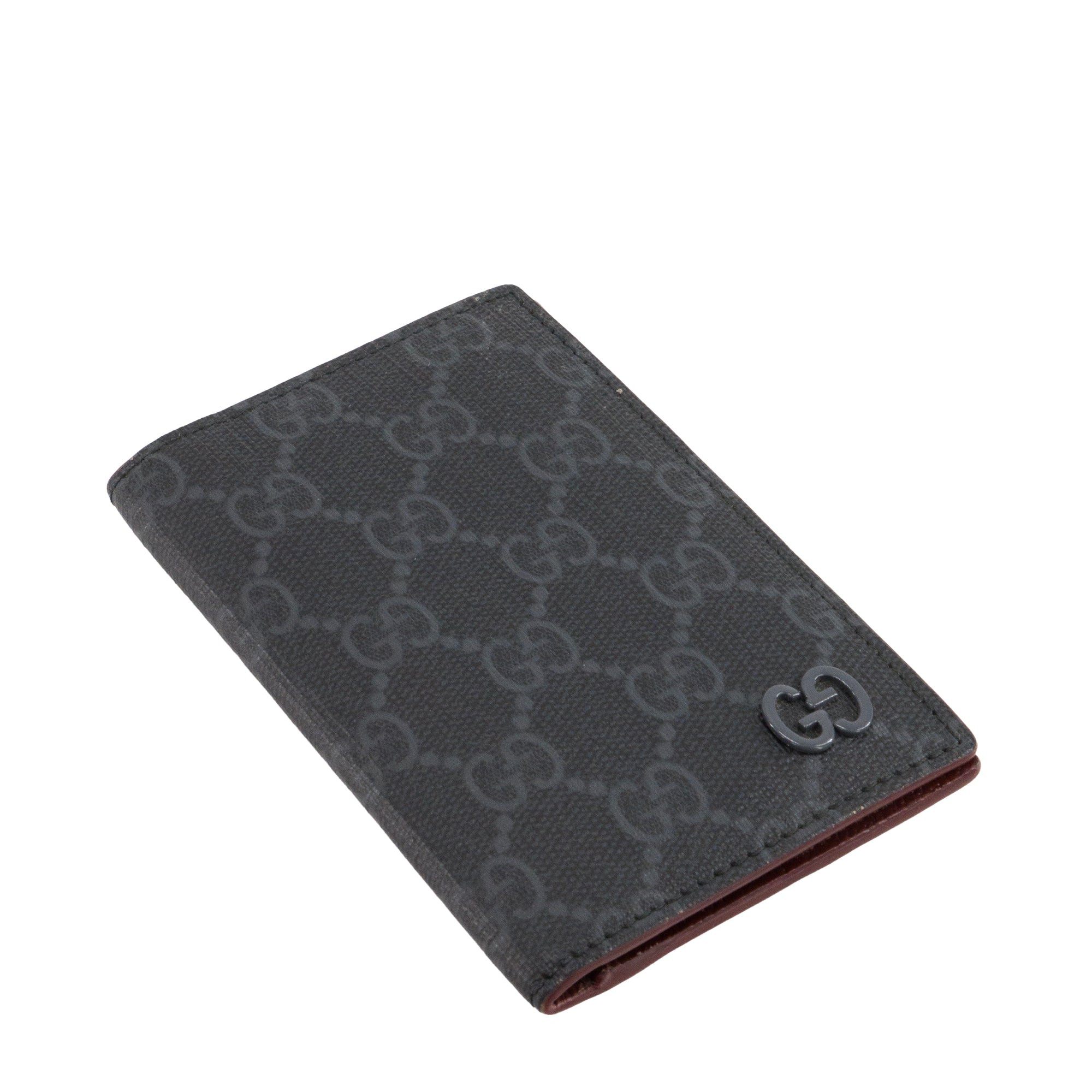 GUCCI - Porte cartes Long GG Gucci en toile enduite monogrammée noire et grise