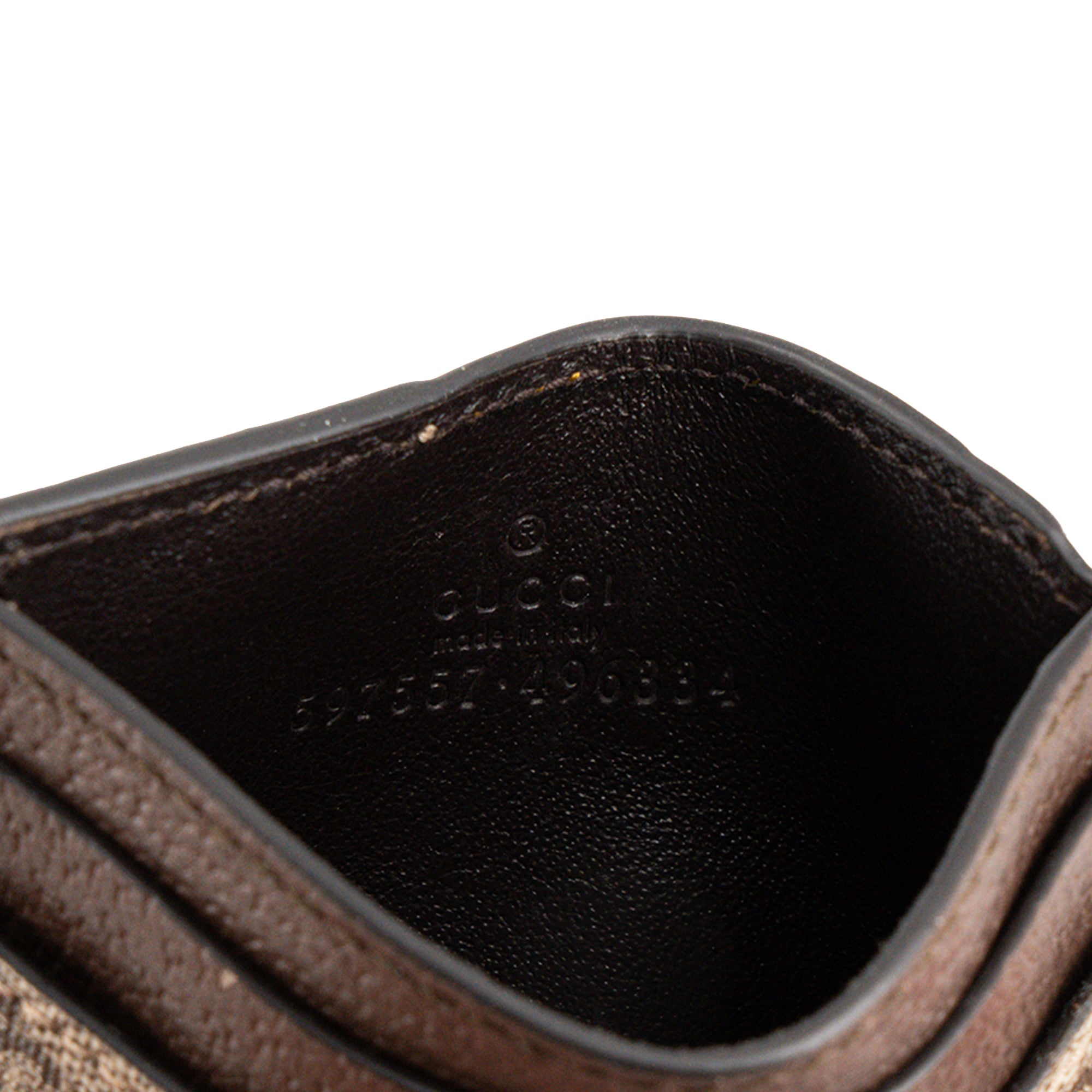 GUCCI - Porte cartes Neo Gucci en toile enduite monogrammée marron et cuir grainé jaune