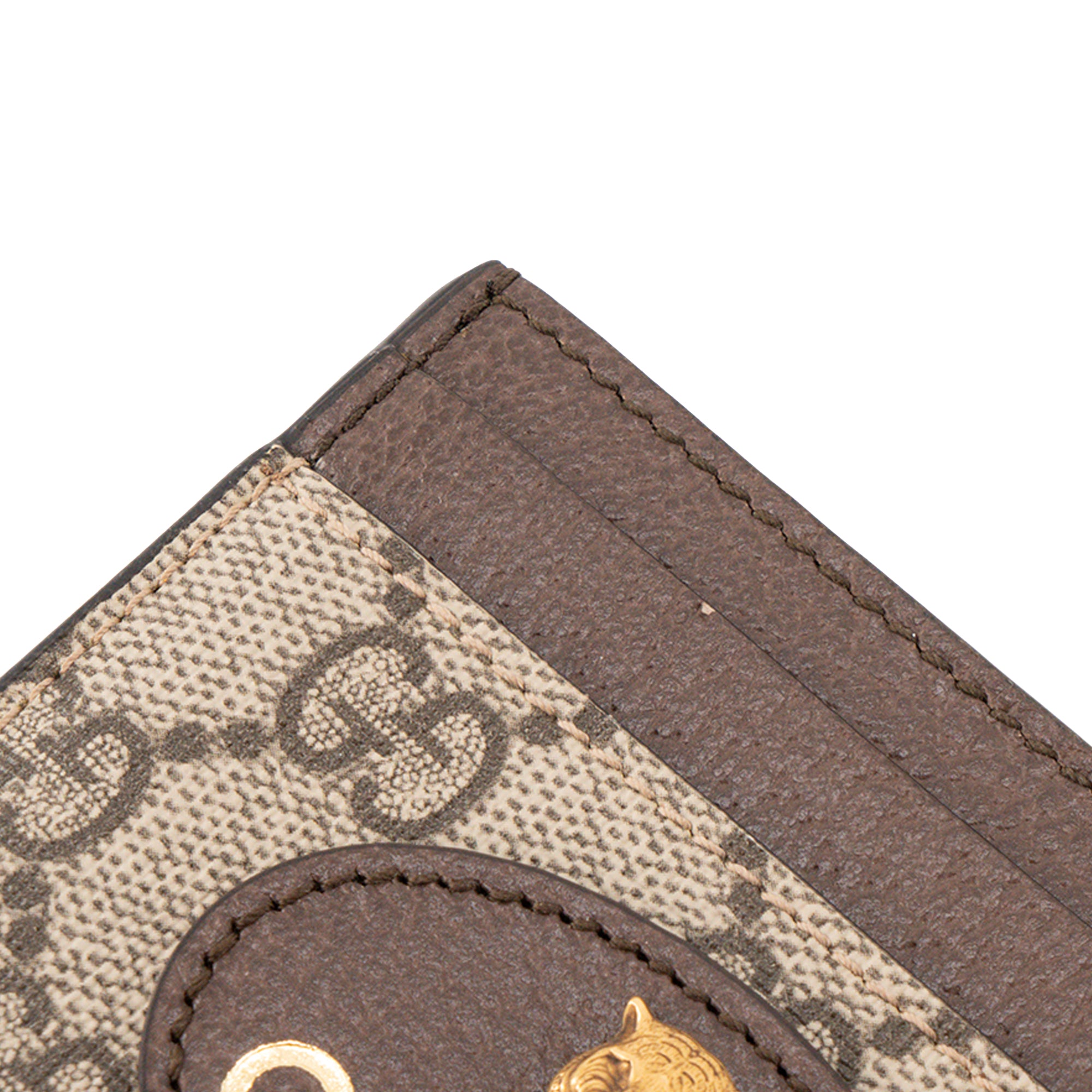GUCCI - Porte cartes Neo Gucci en toile enduite monogrammée marron et cuir grainé jaune